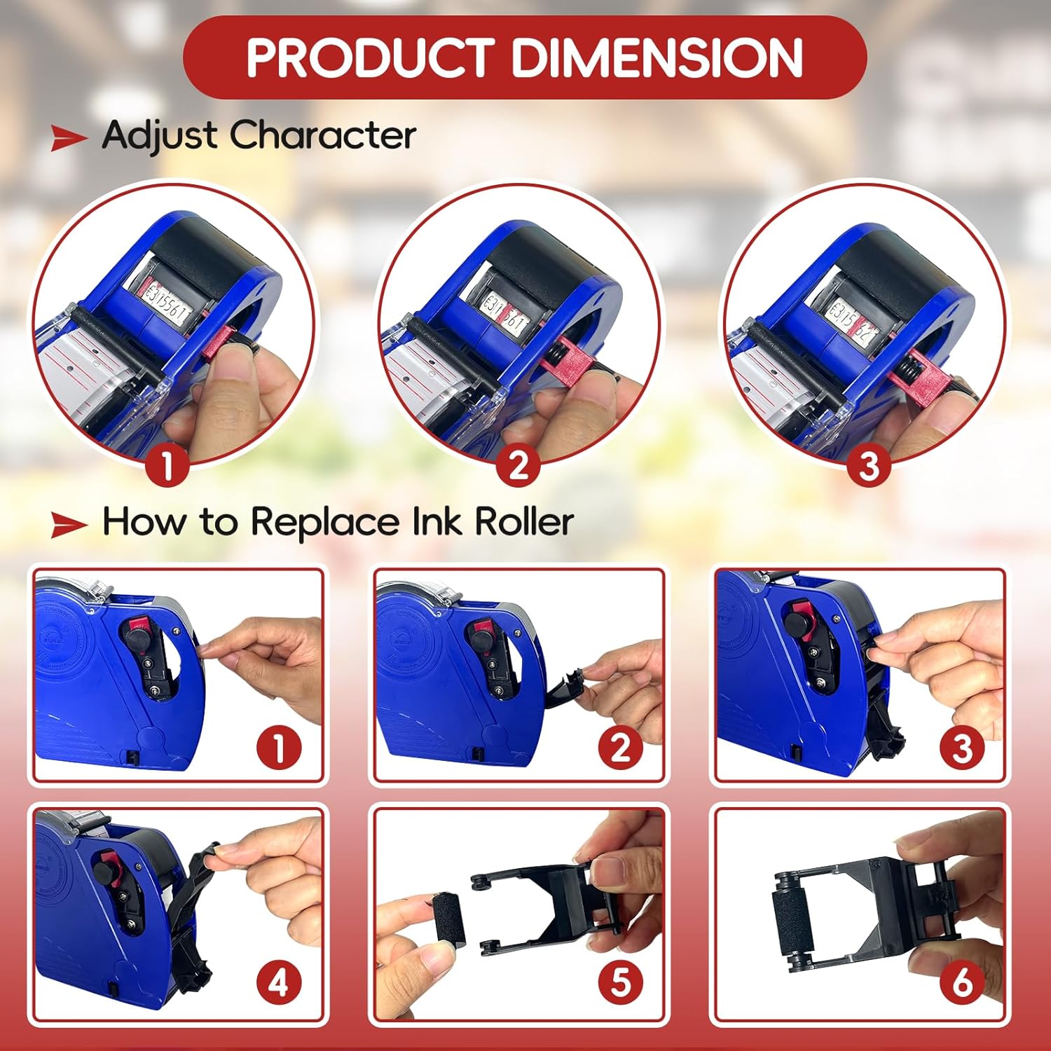 Price Gun, 2 Pack Pricing Gun - 8 Digits Price Tag Gun with 5000 Labels & 4 Ink Rollers Kit Blue Pricing Label Maker for Retailer,Supermarket Date Gun Labeler for Food