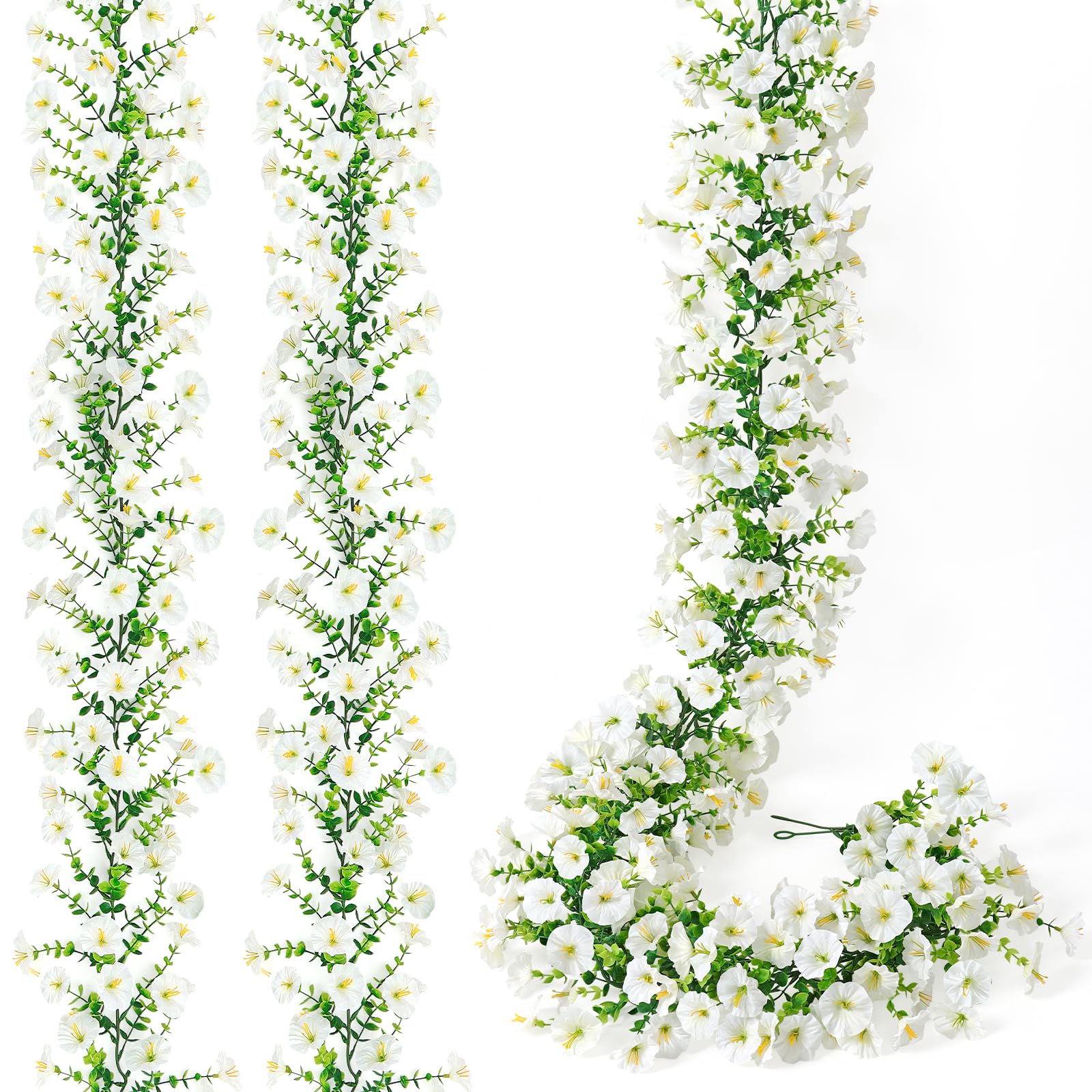 DEMIUKO 2PCS Artificial Flowers Garland Hanging Flower White Wedding Decor