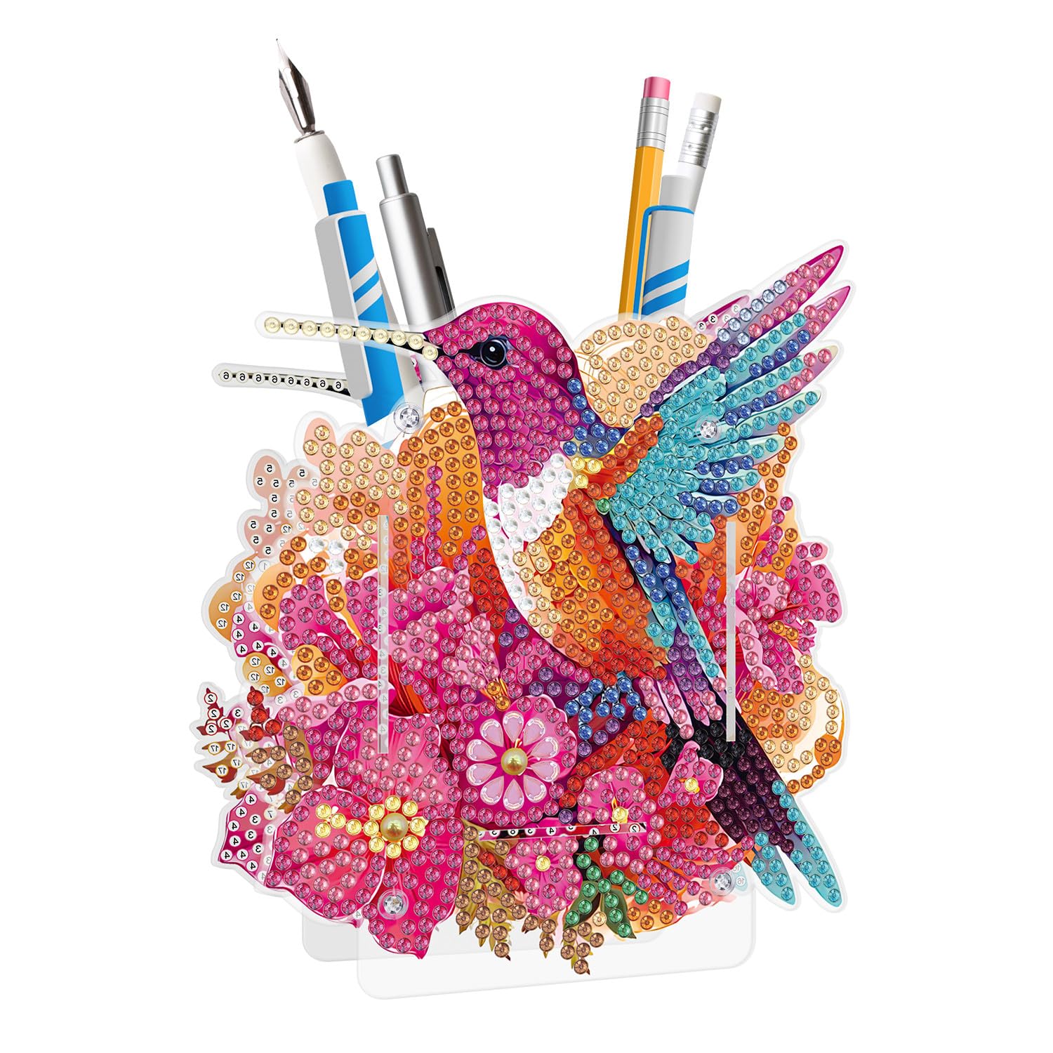 ARTopet DIY Diamond Art Painting Pen Holder Ornaments Desktop Pencil Holder Ornaments Double Sided Spot Drill Makeup Brush Holder Organizer Office