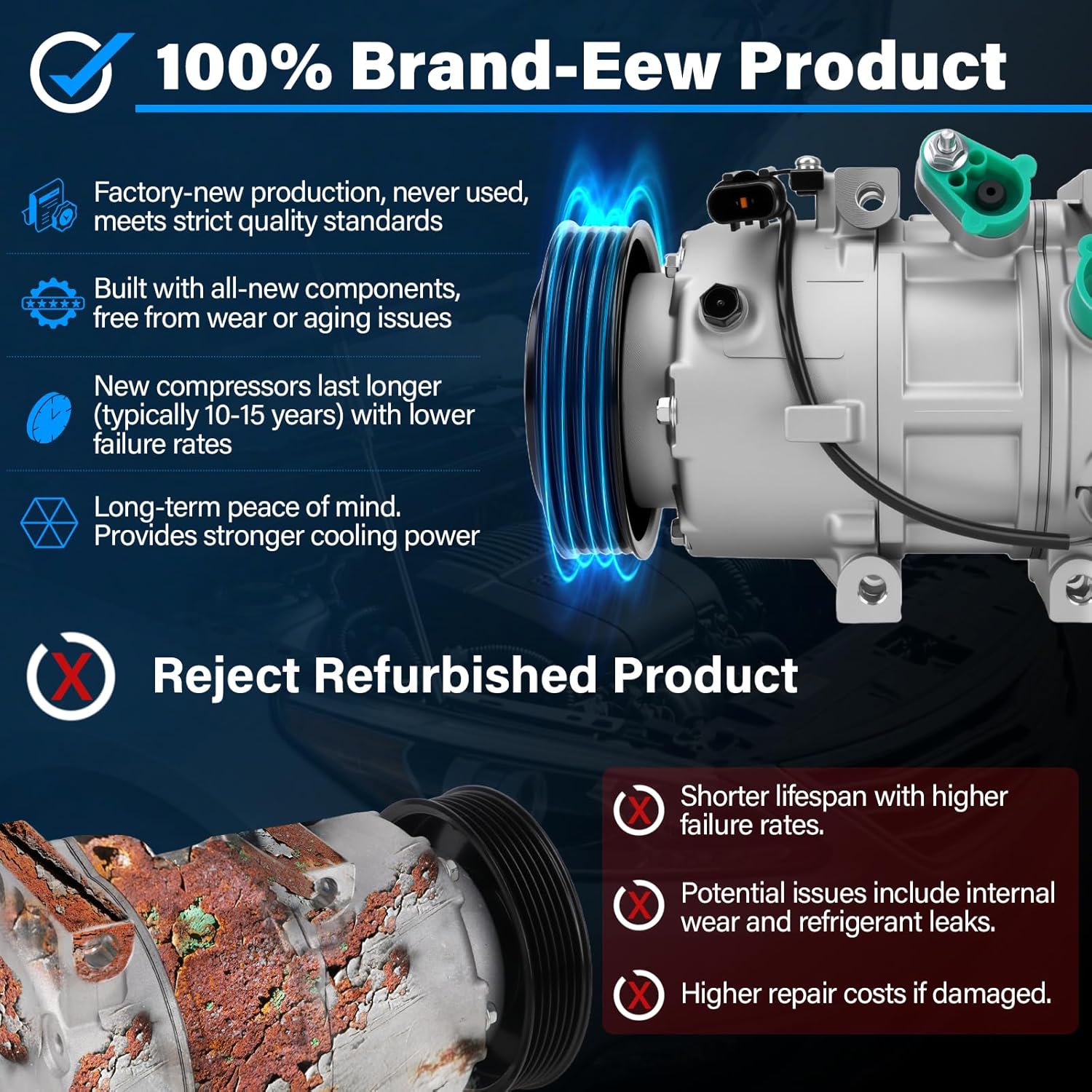 NEW Air Conditioner AC Compressor Compressor Compatible with 2011-2014 Hyundai Sonata 2.0L 2.4L, 2011 Kia Optima 2.0L 2.4L # 977013R000, 178317