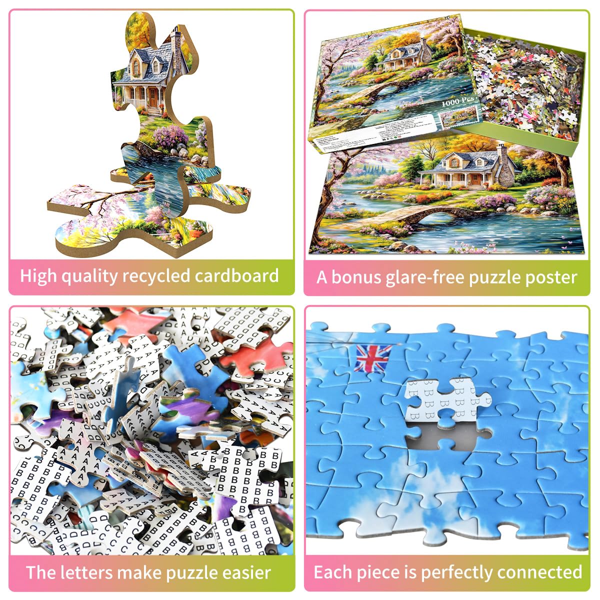 Puzzles 1000 Pieces for Adults jigsaw puzzles for adults-Beautiful Quiet Village-1000 Piece Puzzle Classic Educational Games Beautiful Decoration Puzzle - Image 3