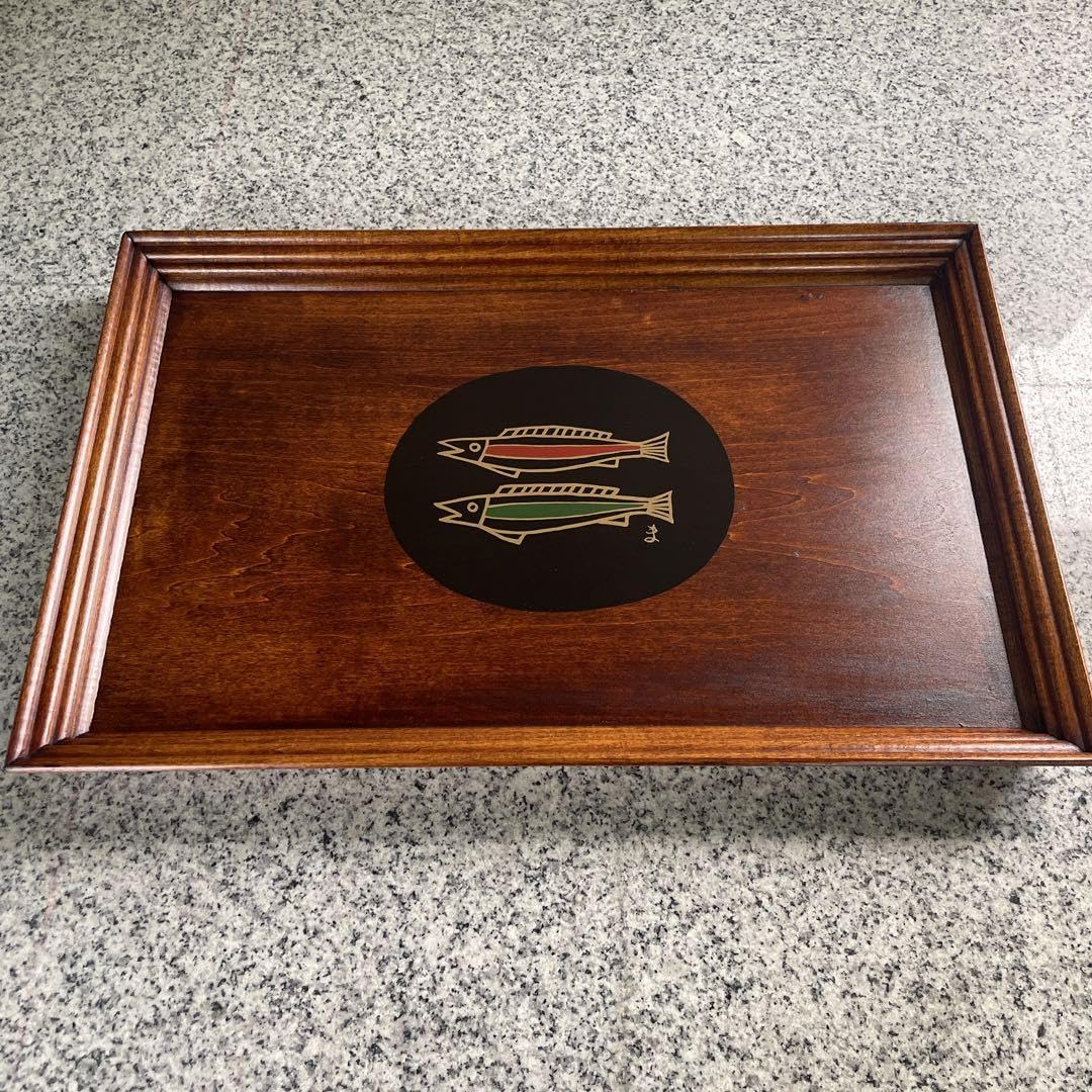 Amazon.co.jp: 香川漆芸 MIYAZI お盆 トレー 木長盆 天然木 魚 漆絵