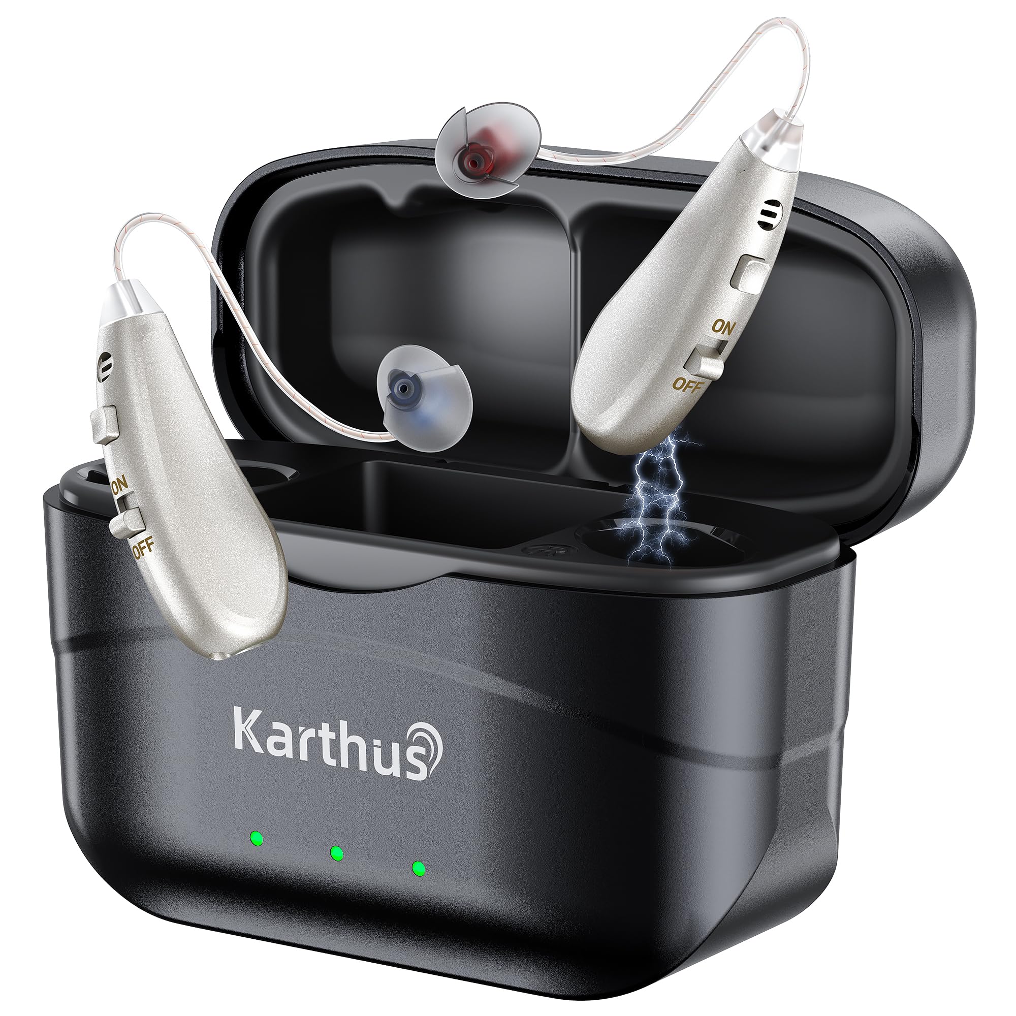 Karthus Hearing Aids, Rechargeable Hearing Aids for Seniors with Hearing Loss, Noise Cancelling & Clear Sound, Comfort & Invisible, 100H Battery Life, 7 Volume Levels, One-Button Operation, Gra Silver