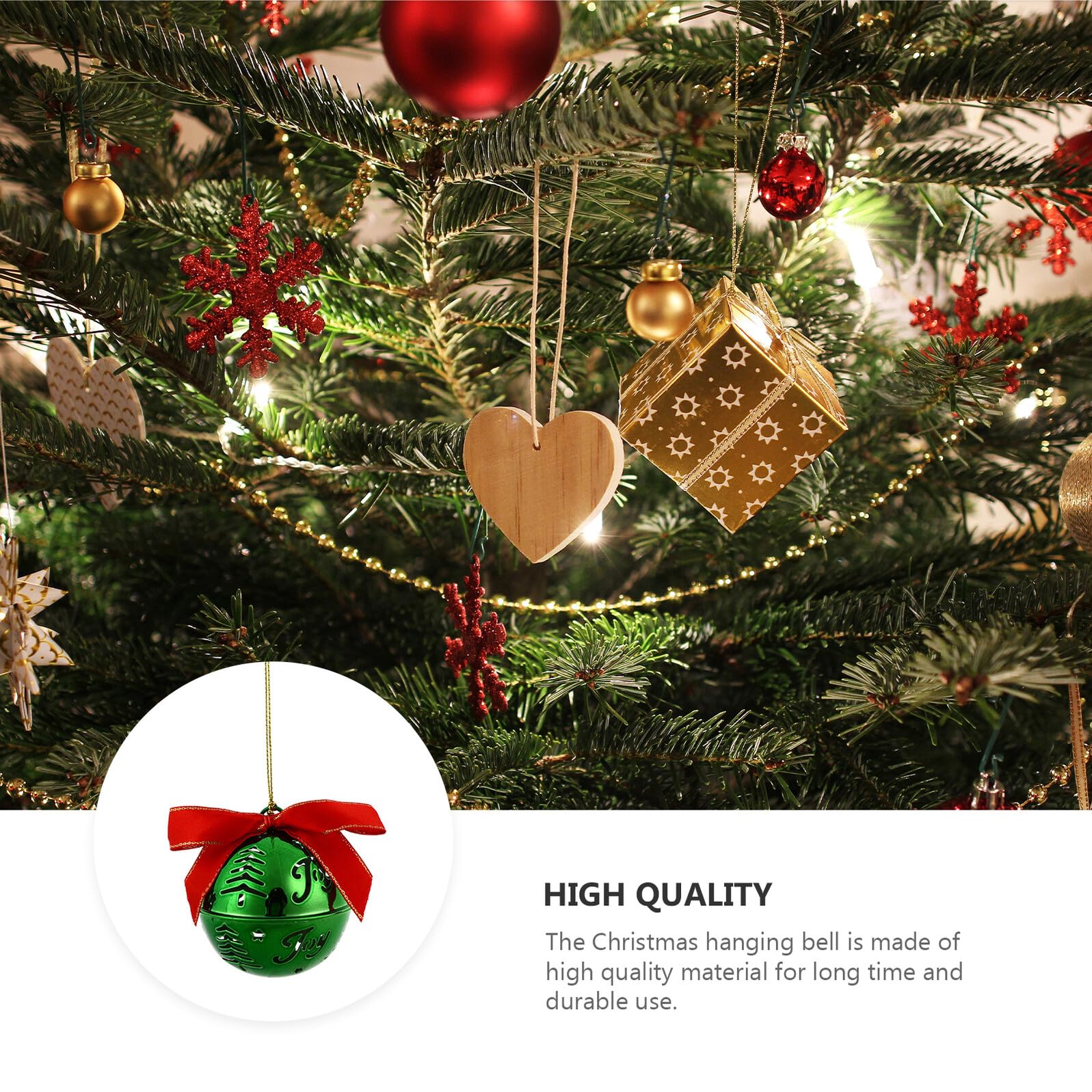 Hemobllo Decorazioni da Appendere Albero di Natale 12 Pezzi Campanelle Verdi in Metallo Ornamenti Appesi per Casa Ufficio Bar e Hotel Atmosfera Natalizia