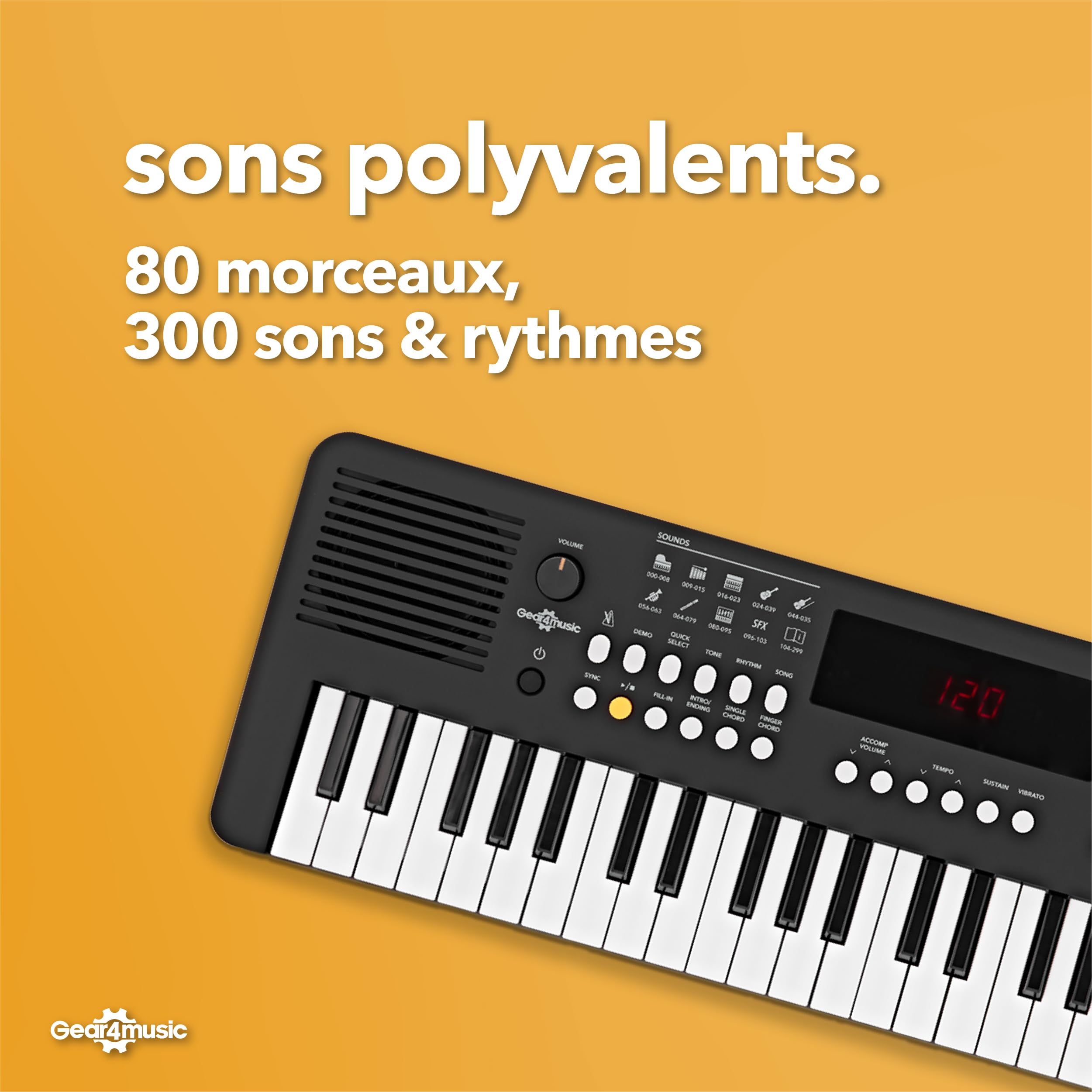 VISIONKEY-2 Clavier MIDI 49 Touches - 300 Sons, 300 Rythmes - Débutant - Casque Et USB-C Inclus