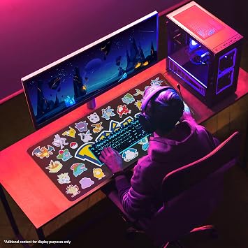 Pokemon Gaming Mouse Pad Pikachu Non Slip Large Desk Mat for PC Laptop Keyboard Mat 31x14 Inch Office Desk Accessories Anime Gifts (Black)