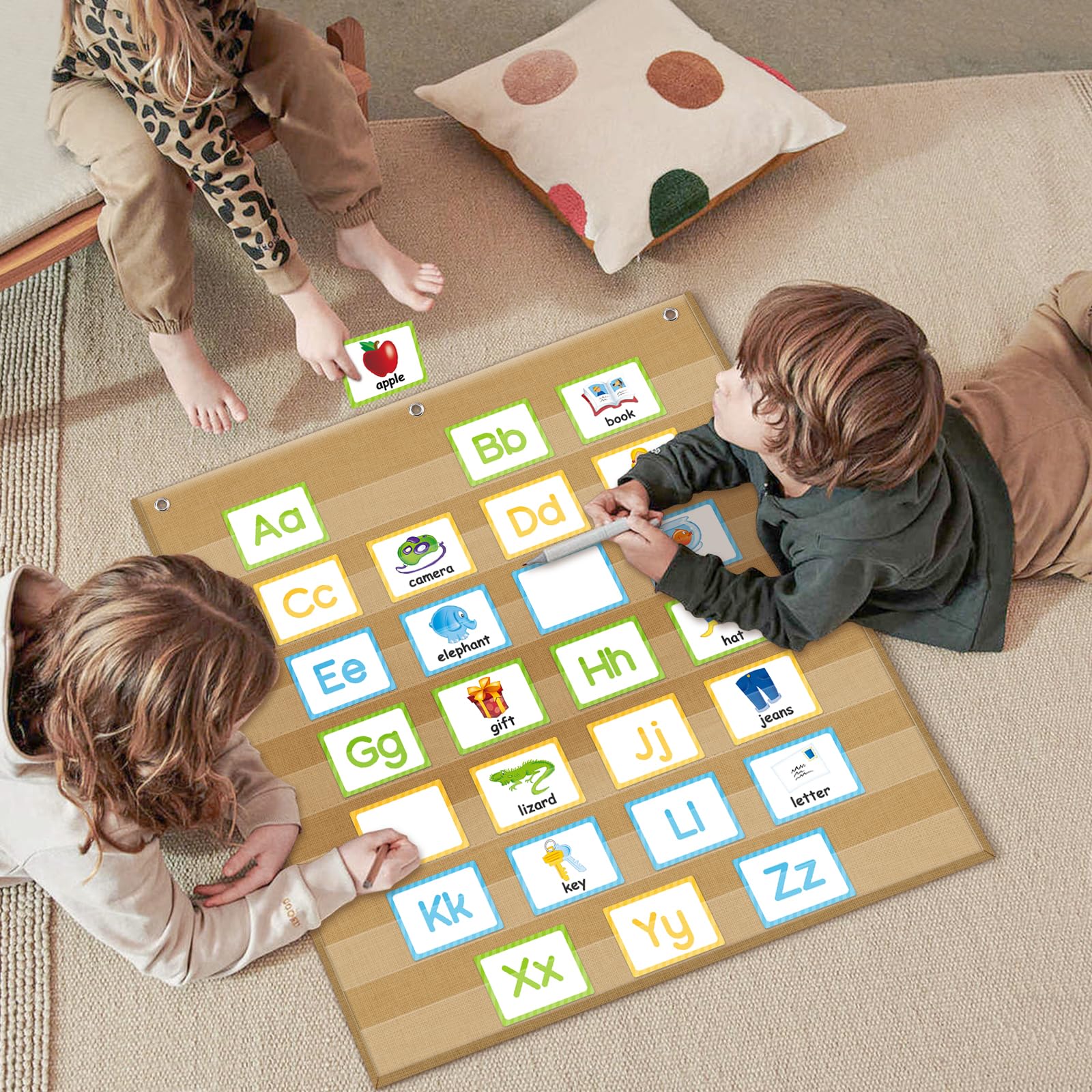 Godery Burlap 7 Pocket Chart For Teacher Lessons In A