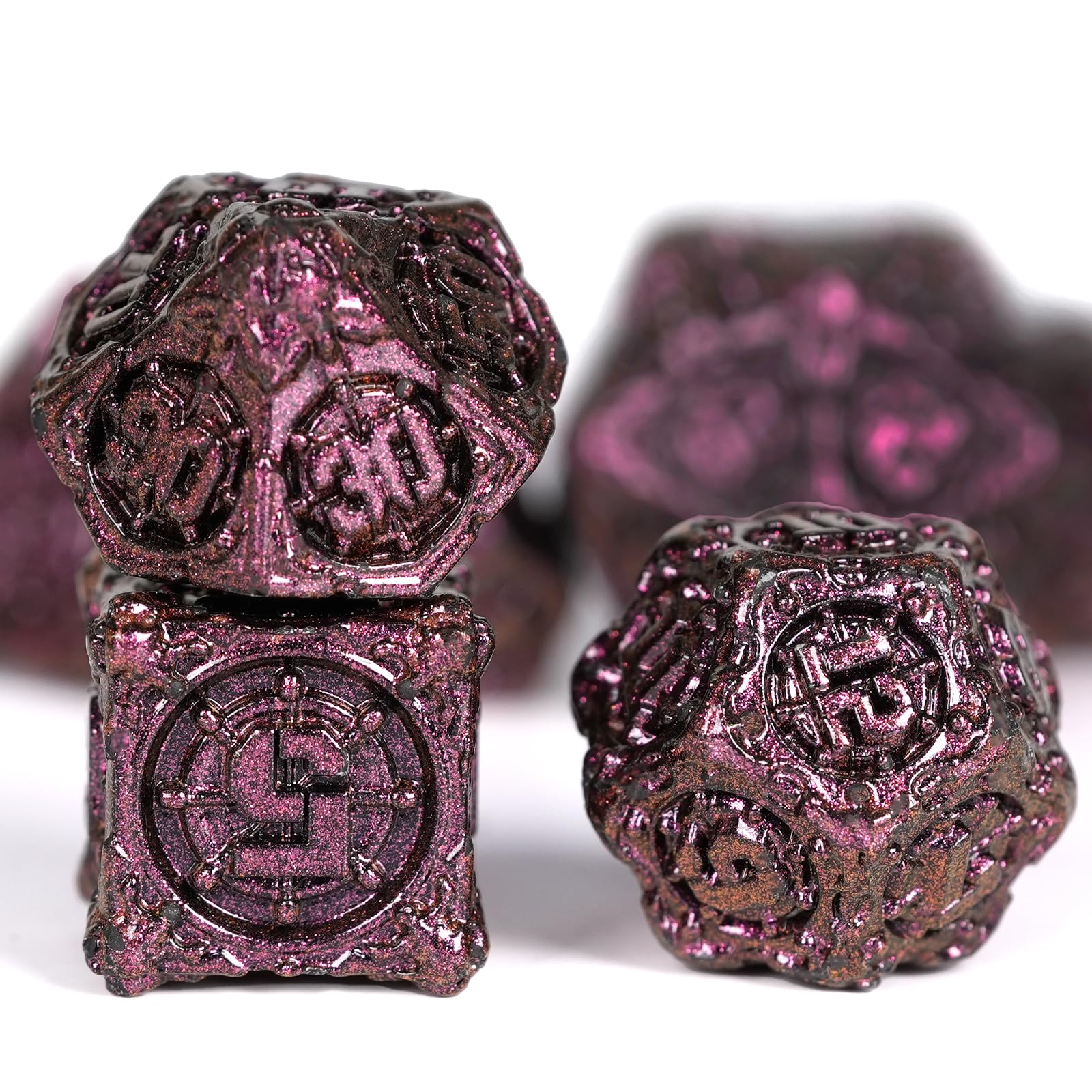 HKDZ Dnd Dice 7Pcs Set, Polyhedral Rpg Dnd Dice, D&d Dice For Role Playing Table Game Dungeons And Dragons Dice Mtg Pathfinder D&d Dice Set colorful, Purple Red
