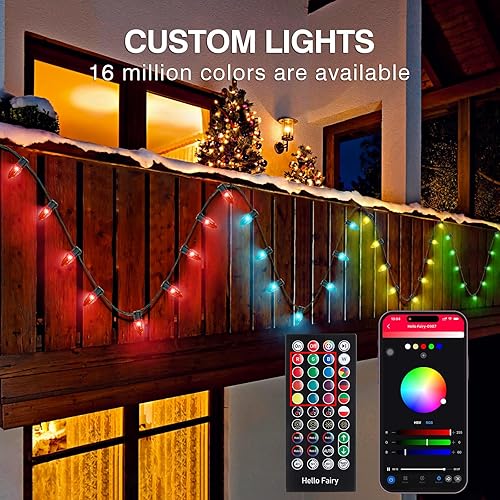 Miniatura 4 de Luces de Navidad inteligentes C9 para exteriores, 118 pies, 150 luces LED programables, luces de hadas que cambian de color RGB, aplicación y