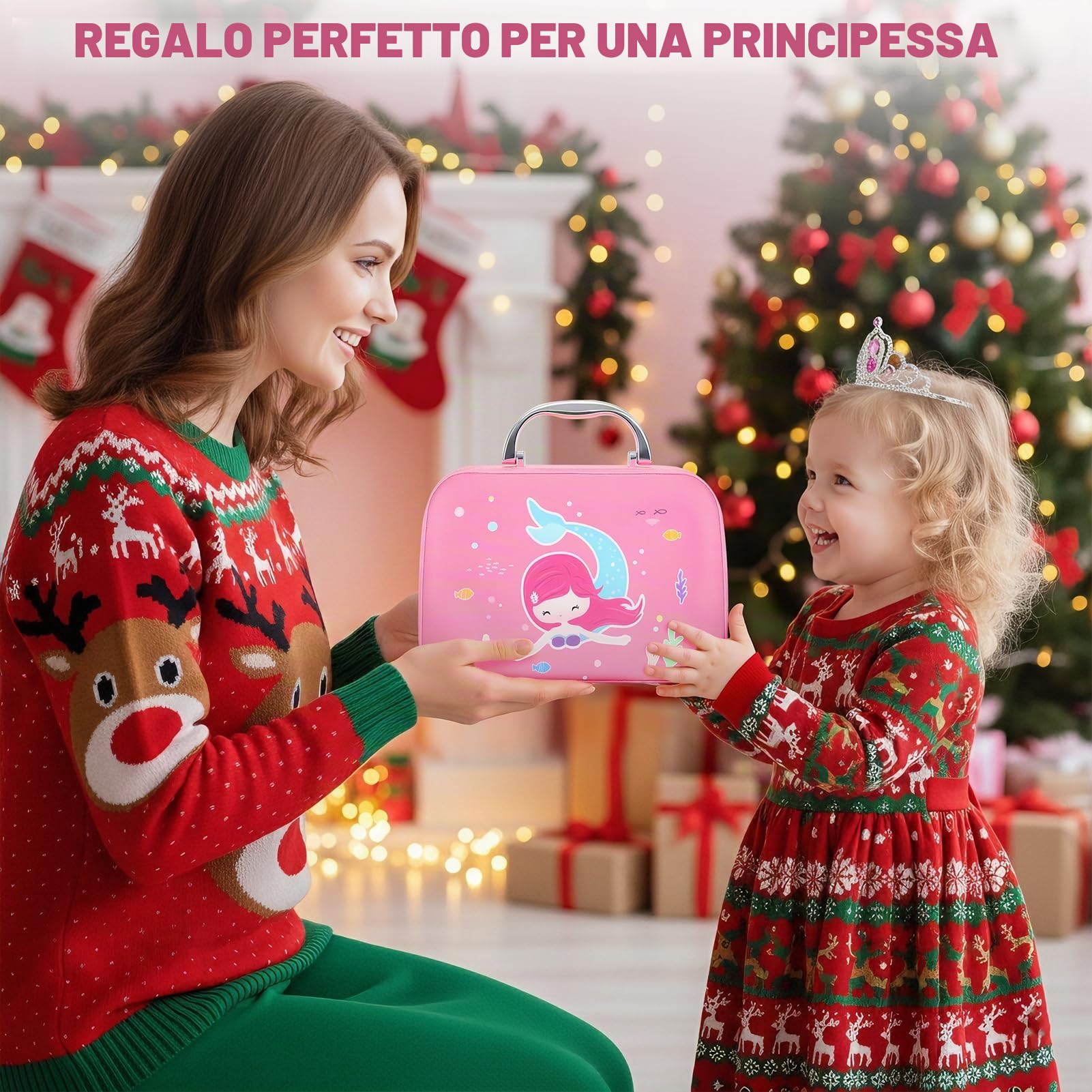 Dreamon Trucchi Bambina Set, 20 Pezzi Lavabile Set Di Valigetta Trucchi Bambina Mermaids Set, Gioco Trucco Ragazze 3+ Regalo Natale Compleanno