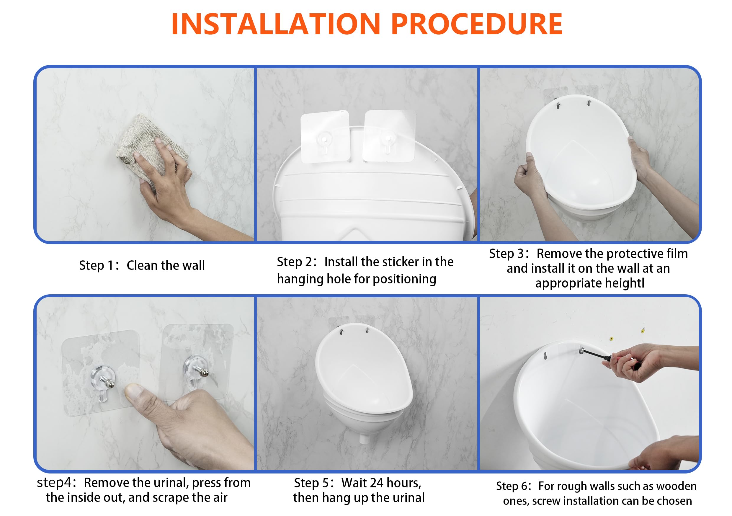 Wasserloses Urinal für die Garage, Urinal für Männer, Kunststoff-Urinale für Männer, Urinumleiter, Outdoor-Urinal, Wandmontage, Urinale für Herren, Badezimmer, kein Bohren, selbstklebend