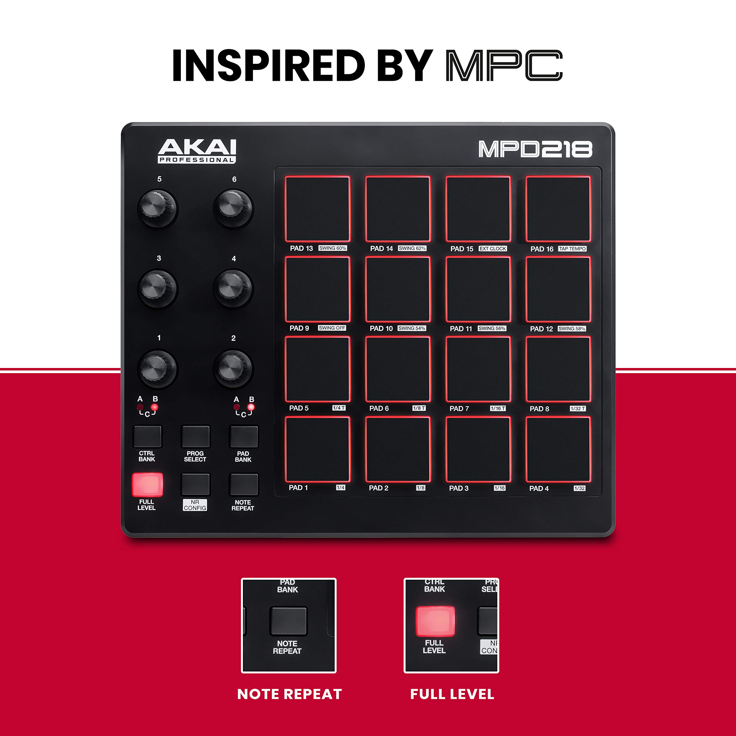 AKAI Professional MPD218 - Controller MIDI USB con Pad MPC e Manopole + M-Audio Keystation Mini 32 MK3 - Mini Tastiera MIDI Controller USB Portatile