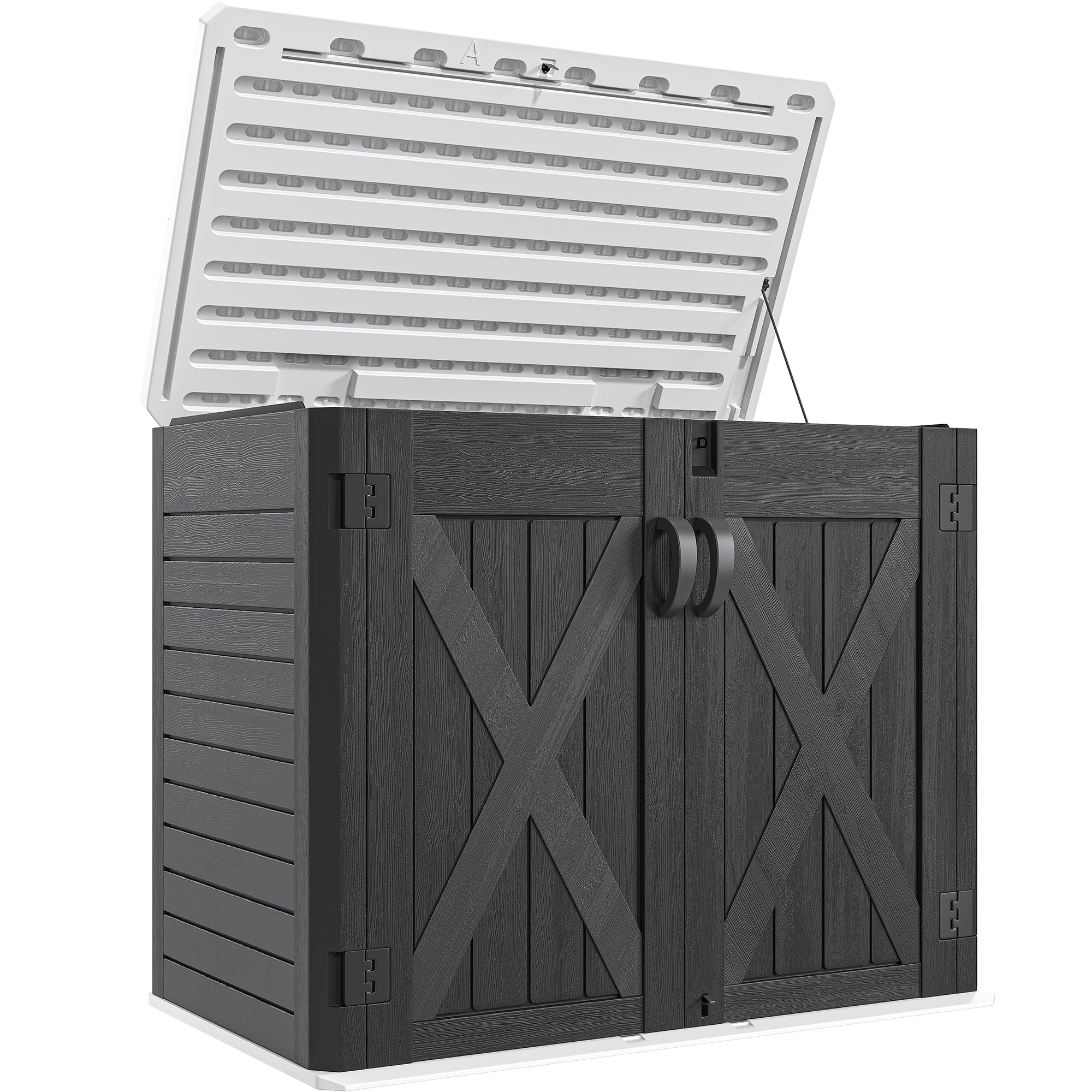 Photo 1 of **PARTIAL SET/MISSING BOX**YITAHOME Outdoor Horizontal Storage Shed with X-Shaped Lockable Door, 35 Cu Ft All-Weather Resin Tool Shed w/o Shelf, Ideal for Bike, Trash Cans, Garden Tools, Lawn Mowers, Dark Gray