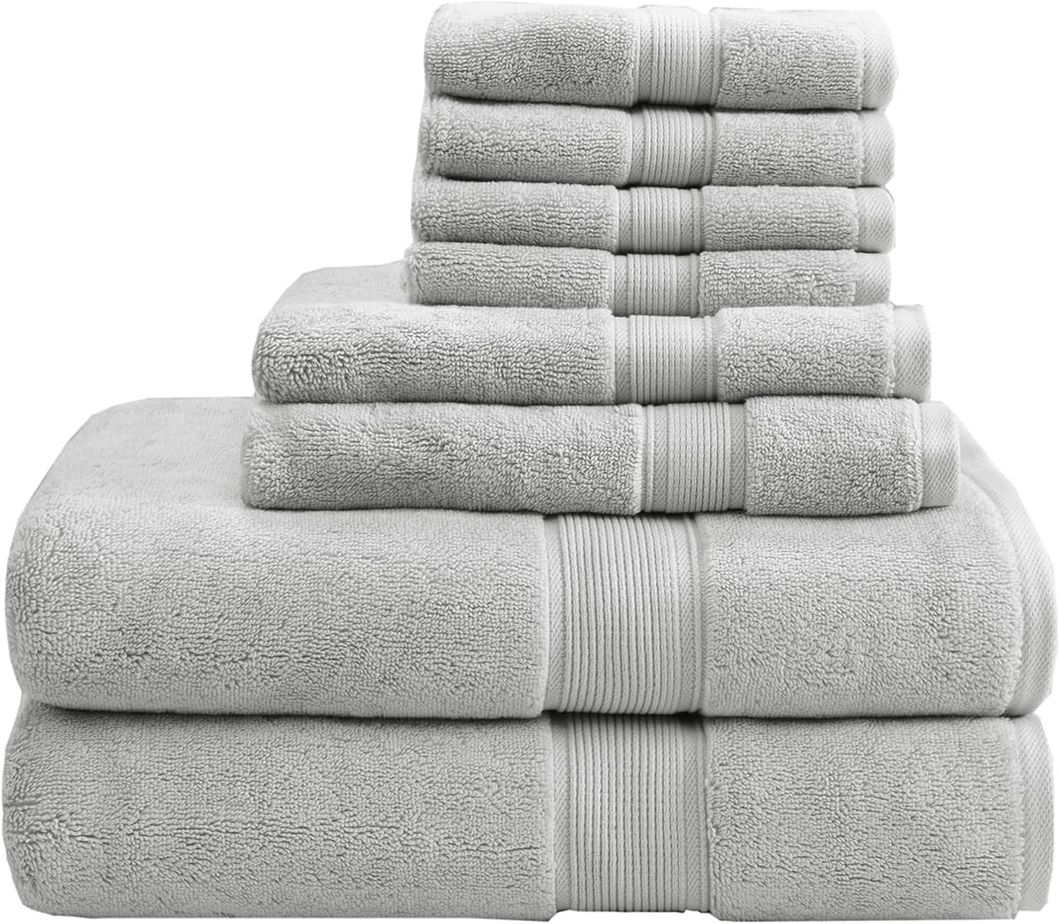 Madison Park 800GSM Bathroom Towel Set of 8 100% Cotton Bath Towel Set for Bathroom Luxurious Highly Absorbent 2 Bath Towels 2 Hand Towels 4 Washcloths Quick Dry Spa Quality Silver Madison Park 800GSM Bathroom Towel Set of 8 100% Cotton Bath Towel Set for Bathroom Luxurious Highly Absorbent 2 Bath Towels 2 Hand Towels 4 Washcloths Quick Dry Spa Quality Silver