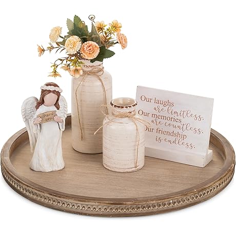 Hanobe Decorative Tray: Embellished Coffee Table Centerpiece for a Rustic Farmhouse Ambiance