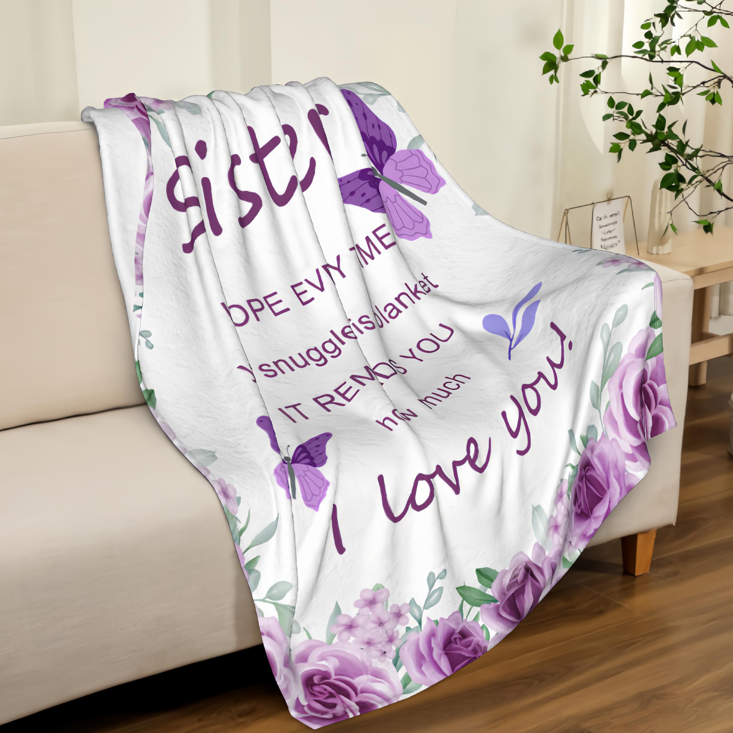 Noxkioy Sister Gifts, Sister Gifts from Sister, Sister Birthday Gifts, Big Sister Gift, Birthday Gifts for Sister, Gifts for Sister Blanket 60