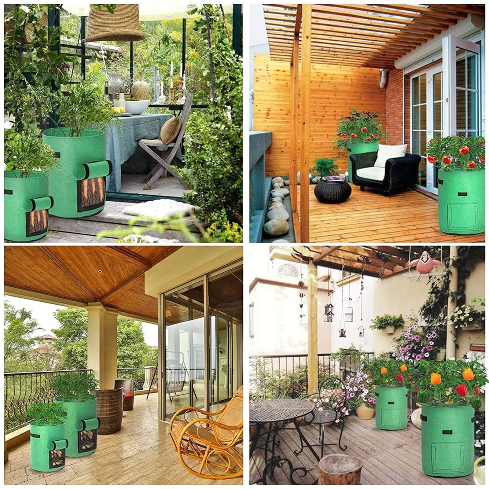 Sacs de culture de pommes de terre, sacs de plantation de 37 litres avec rabat et poignées pour cultiver des pommes de terre, des tomates et des carottes – Durable et réutilisable