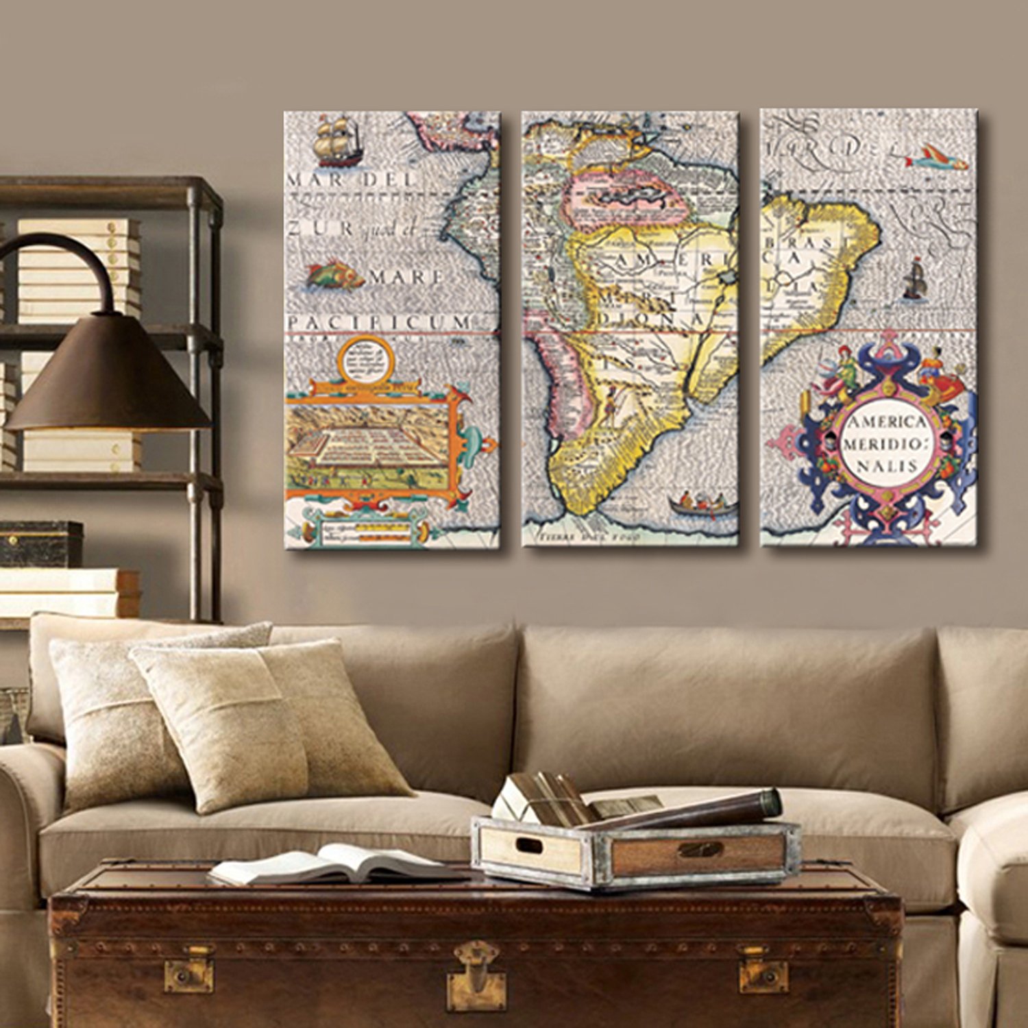 Amazon.co.jp: 現代のクリエイティブな装飾油絵（南アメリカ大陸地図