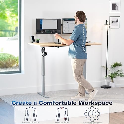 Vista 524 de VIVO DESK-KIT-1W6G - Escritorio eléctrico de pie de 60 x 24 pulgadas, ajuste de altura de memoria, serie 1B, parte superior de nogal oscuro de una