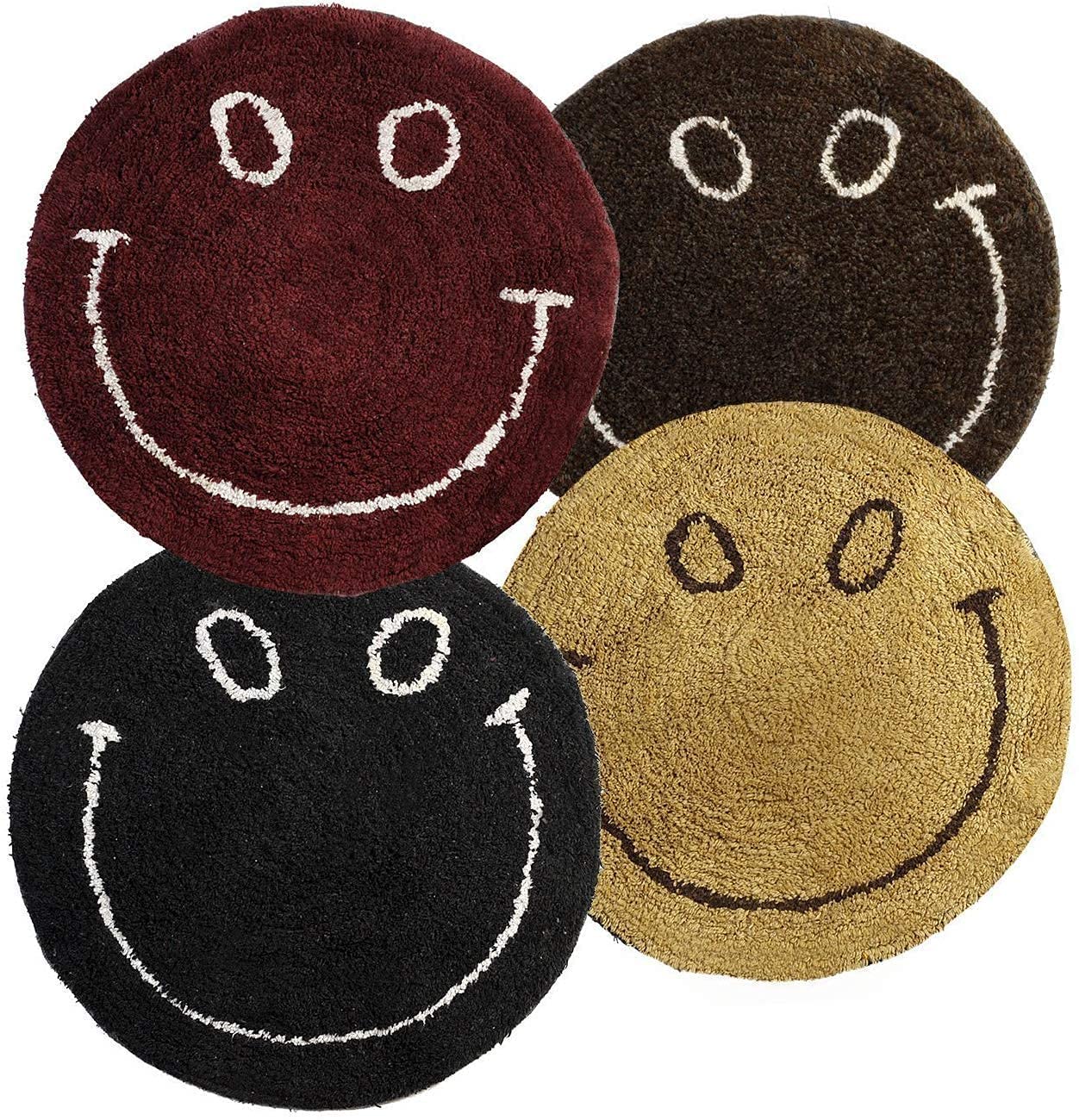Smiley Print Cotton Door/Foot/Bath Mat (21x21 Inch, Multicolour) (Pack of 4, 16x24)-image-1