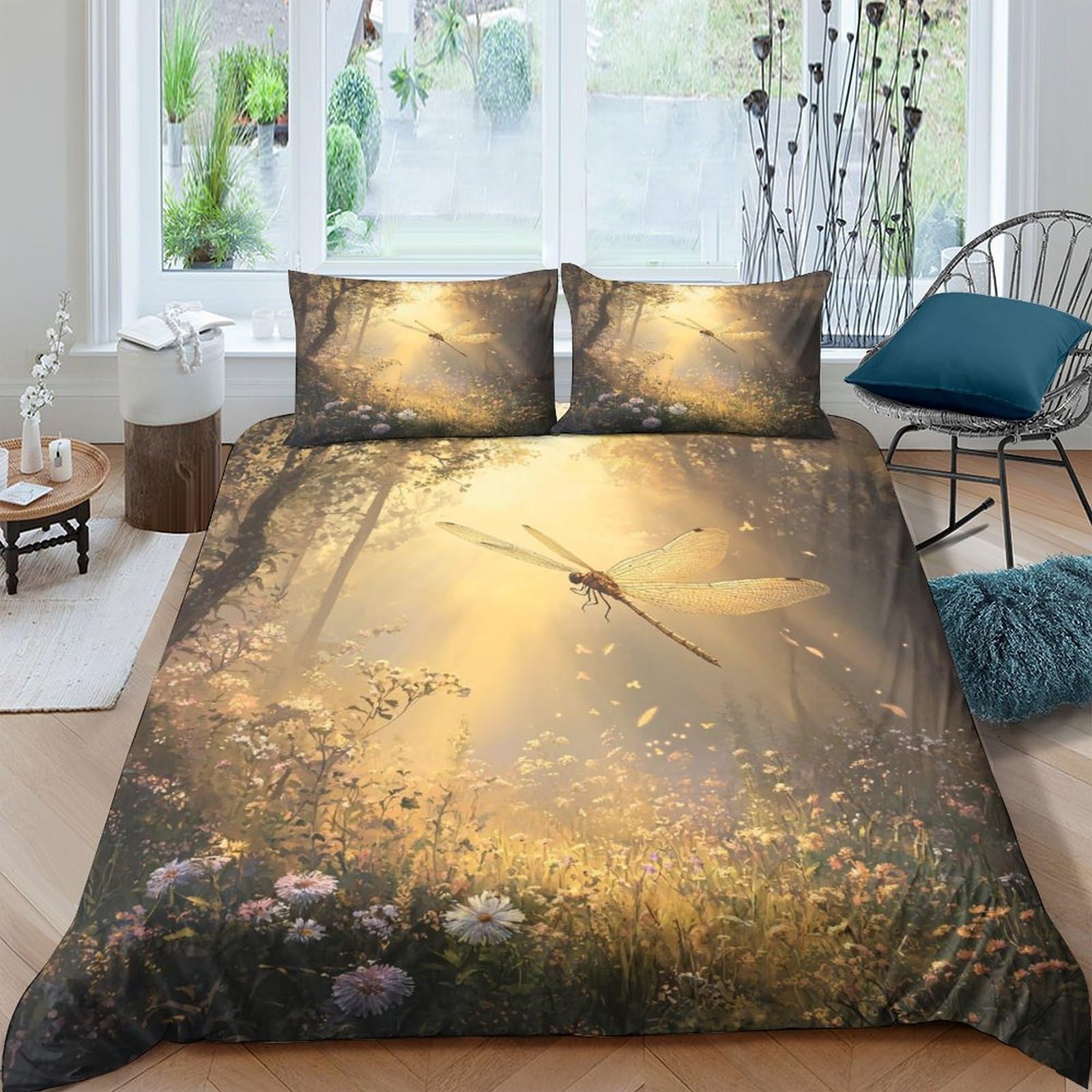Ctjqhvkz Style-10 3D Printed Forest Sunlight Fitted Sheet Microfiber Soft Nature Path Bed Cover For Bedroom Guestroom Decor Single（135X200cm）
