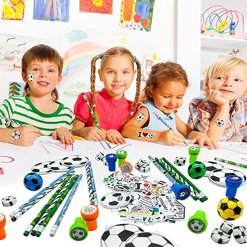 Miniatura 7 de 122 piezas de recuerdos de fiesta de fútbol a granel, bolsas de regalos de fútbol, lápices de fútbol, borradores de notas adhesivas, suministros de