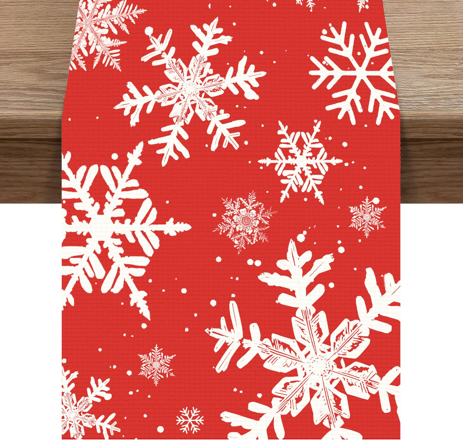 Camino de Mesa Navidad Lino, Camino de Mesa Corazón de Amor Rojo, Camino de Mesa Luvable Moderno Decoración, (Copos de Nieve)