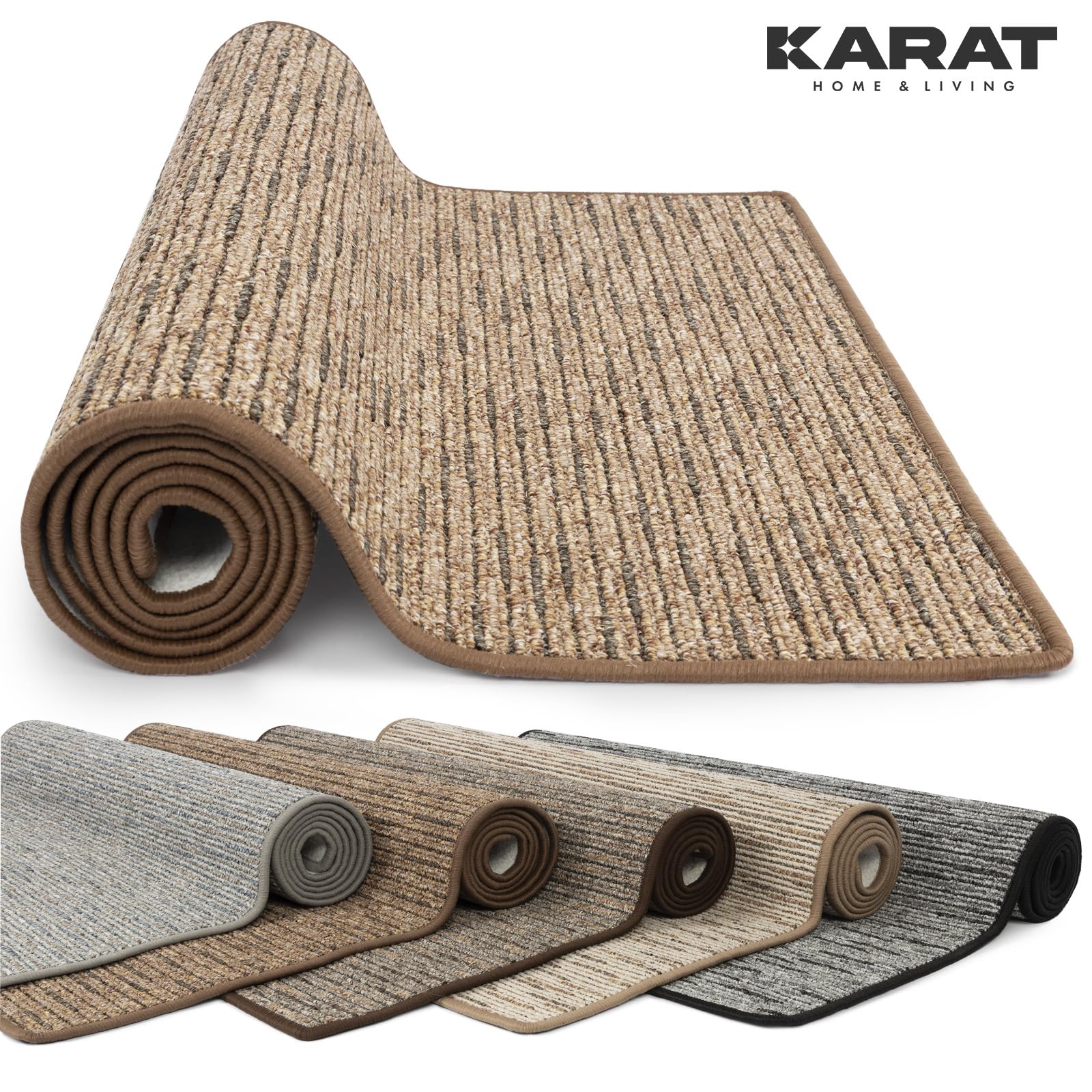 KARAT Bettvorleger - 3-teiliges Set - Moderne Bettumrandung in Hellbraun - Teppich Läufer für Schlafzimmer Wohnzimmer - Flauschiger Teppichläufer Geneva (B: 67 cm | L: 1 x 330 cm + 2 x 130 cm)