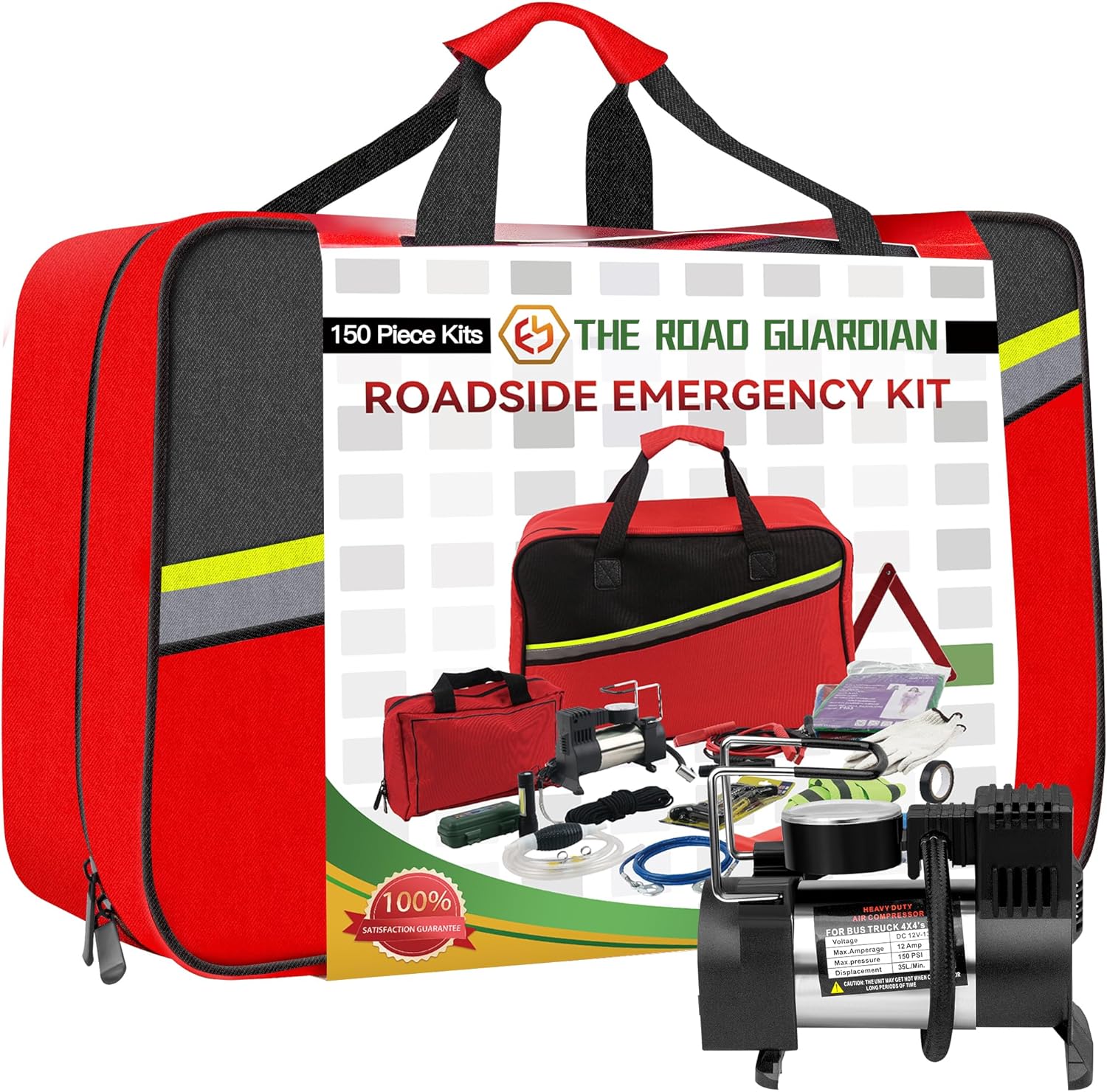 Car Emergency Kit, Roadside Emergency Kit with Portable Air