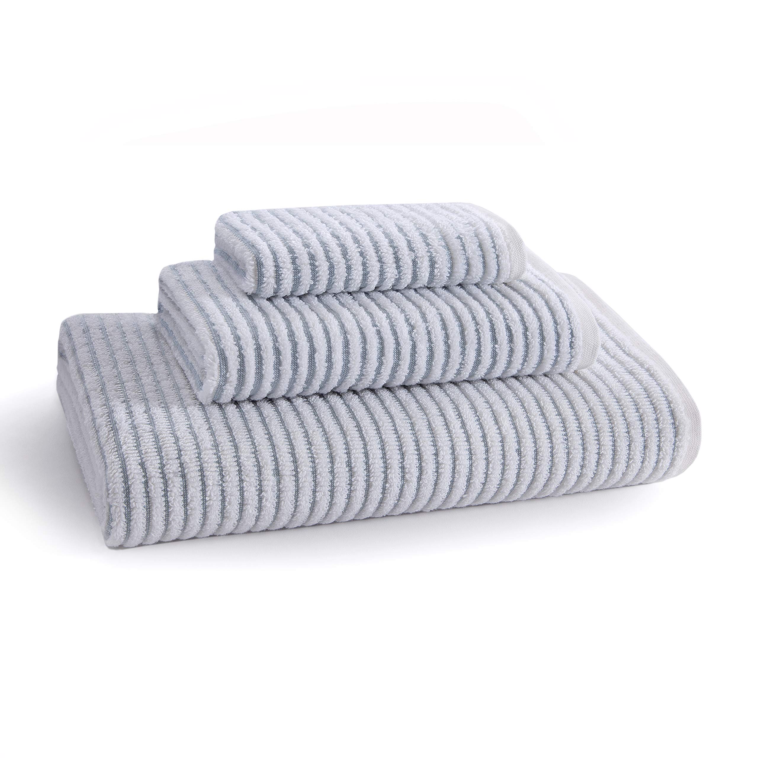 Salisbury 18 Piece Towel Set 6 Bath 6 Hand 6 Washcloth - 100 Combed Aegean Cotton - Sterling