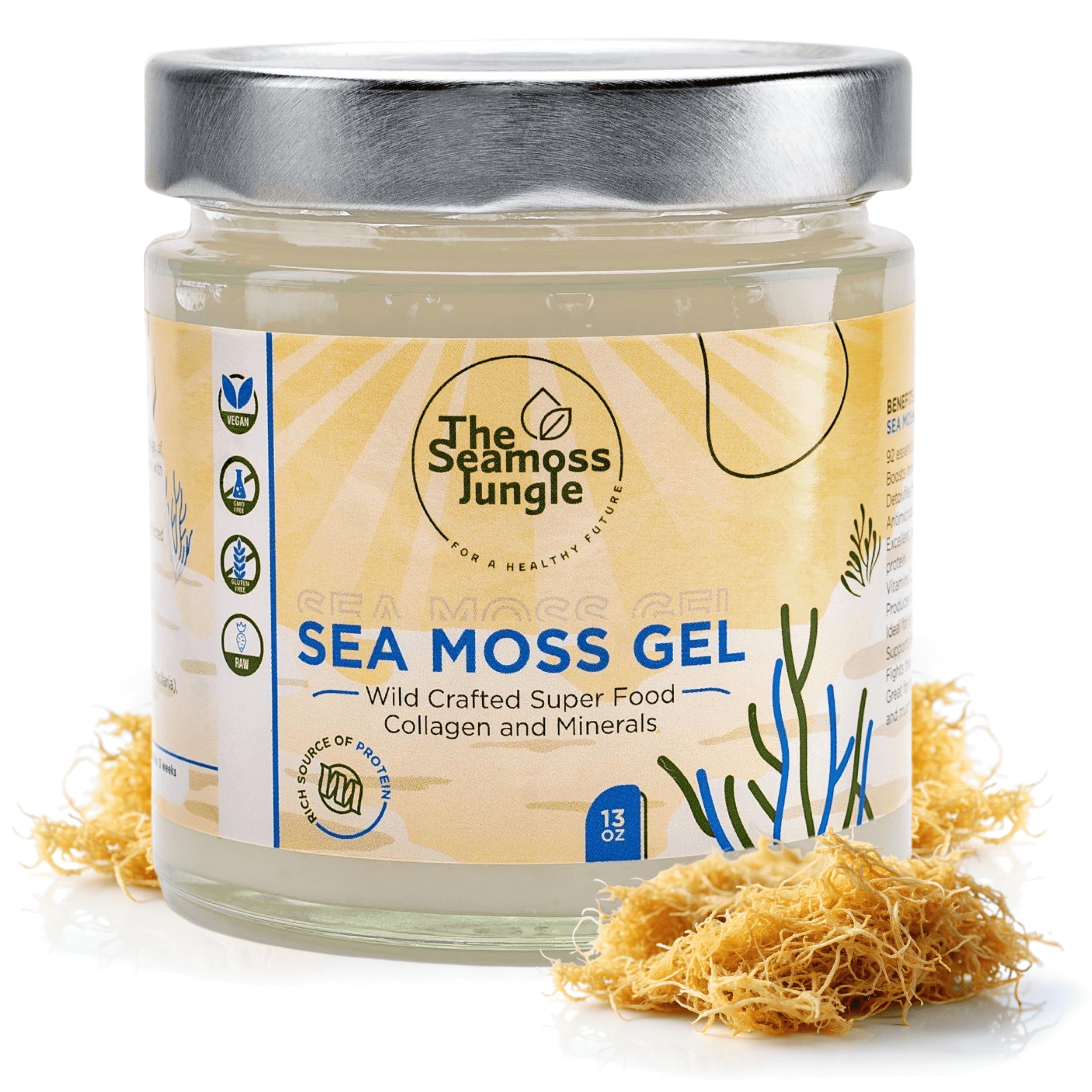 Sea Moss Gel - Golden - 500 ml - St. Lucia - Laborgetestet - Dr. Sebi Inspiriert - Reich an Vitaminen & Mineralien - Superfood für Gesundheit & Wellness