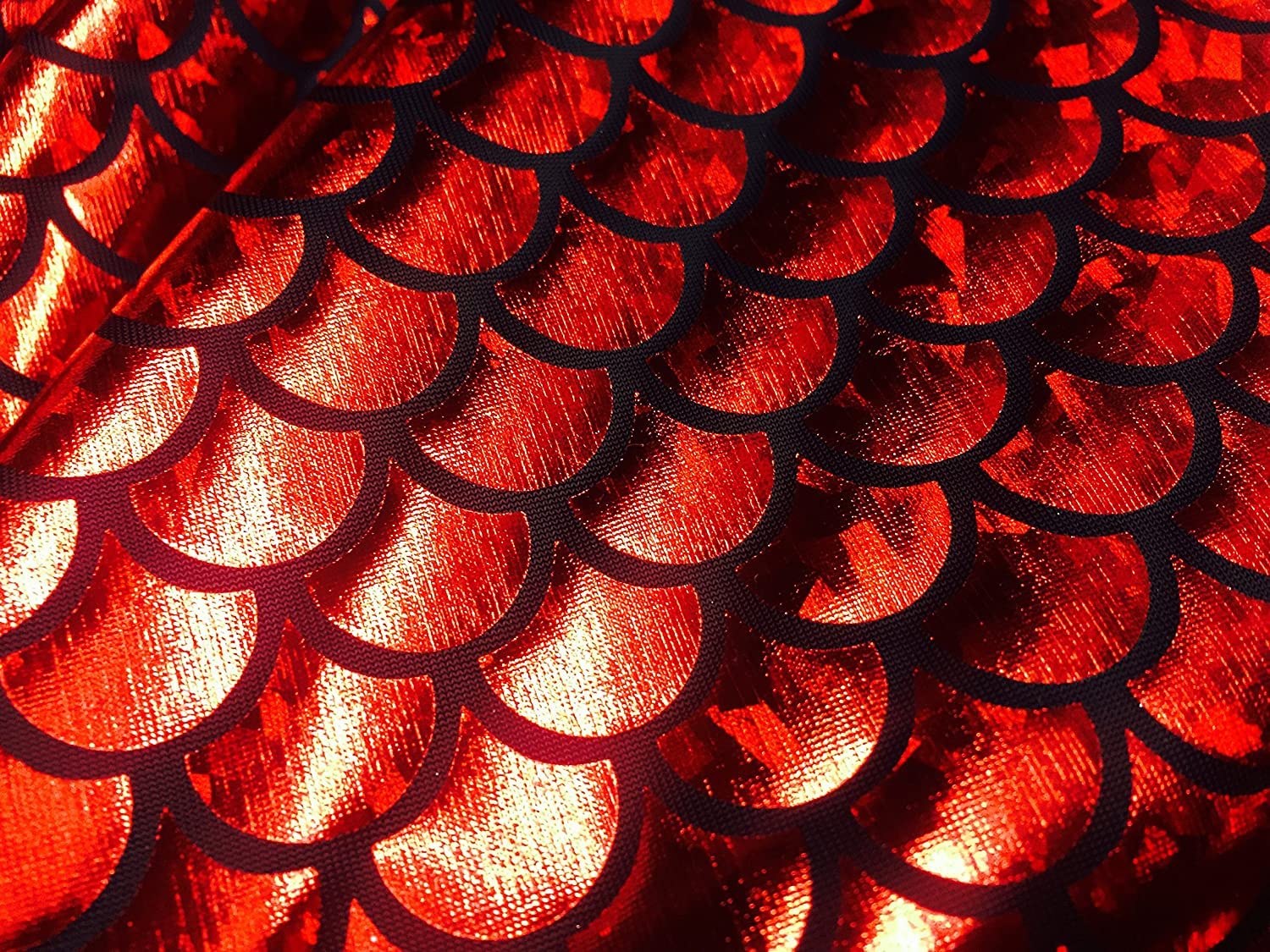 LushFabric Mermaid Scale Print Fabric Fish Tale Scales Foil, 2 Way Stretch Material Lycra Spandex, Bikini, Costume, Dress - Image 2