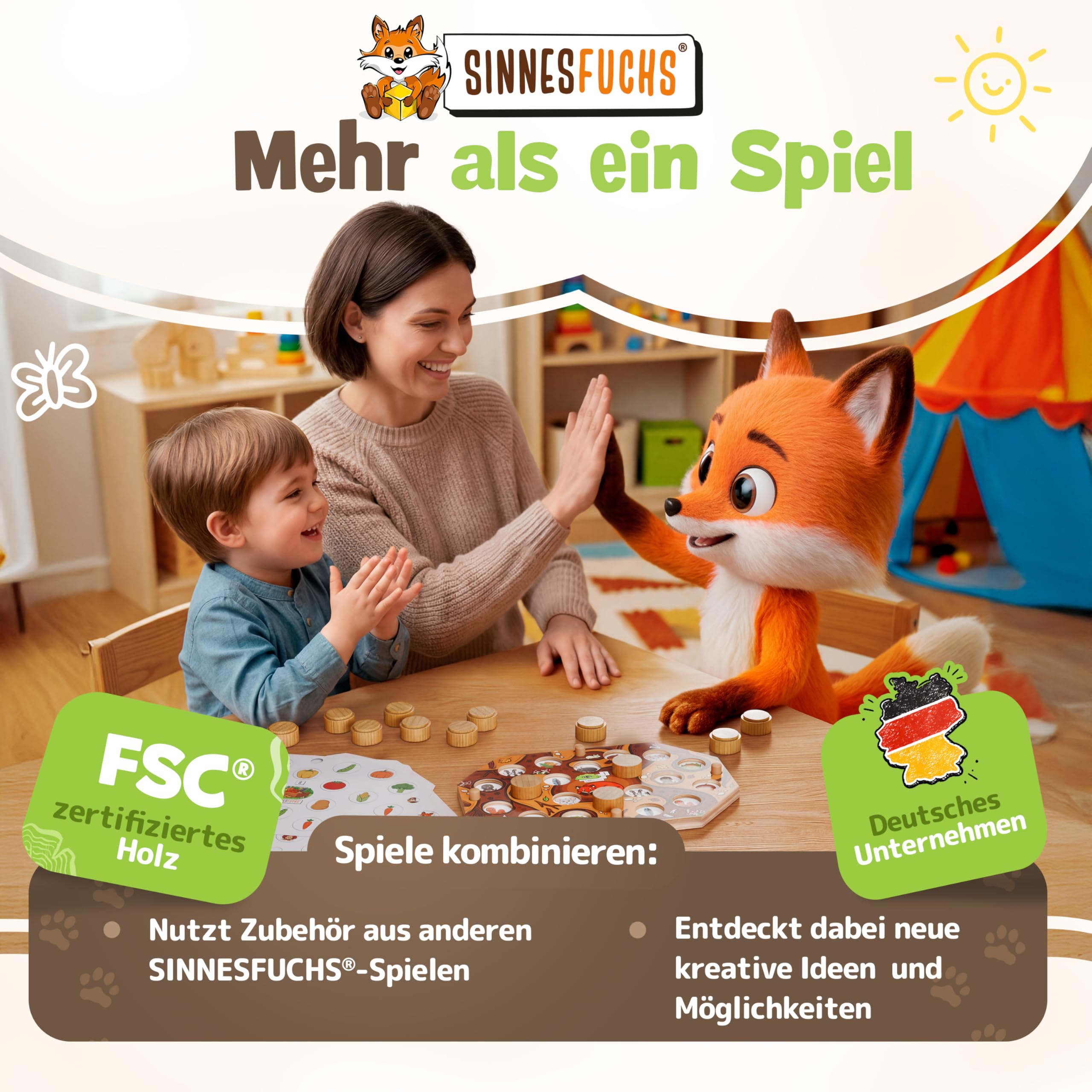 Merklernstation - Memory Spiel ab 3 Jahren - Gedächtnisspiel für Kinder - Montessori Spielzeug pädagogisch wertvoll - FSC® 100% Holz - Lernspielzeug für Mädchen & Jungen - Brettspiel