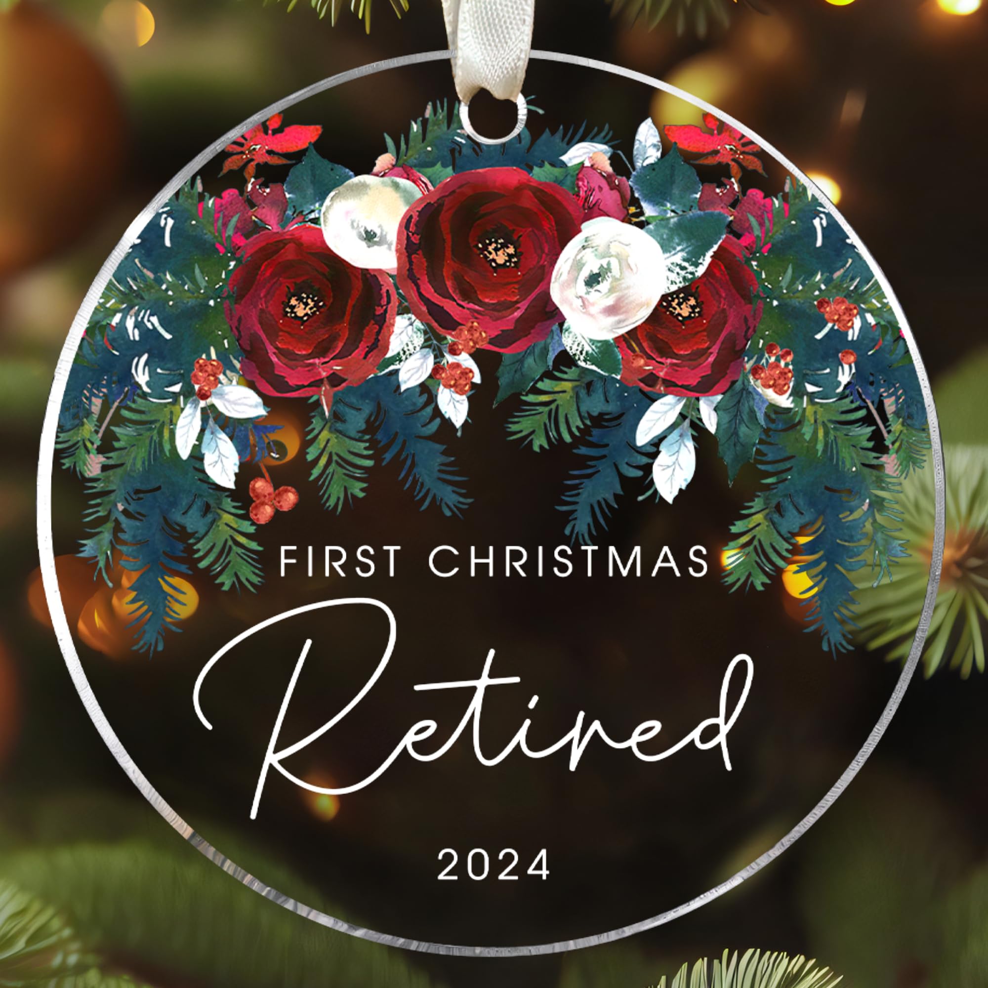 Retirement Gifts for Women 2024 - Retirement Ornament 2024, Retirement Christmas Ornament 2024 - Retirement Gifts for Women 2024 Coworker, Teacher, Nursing - Acrylic Retired Christmas Ornament