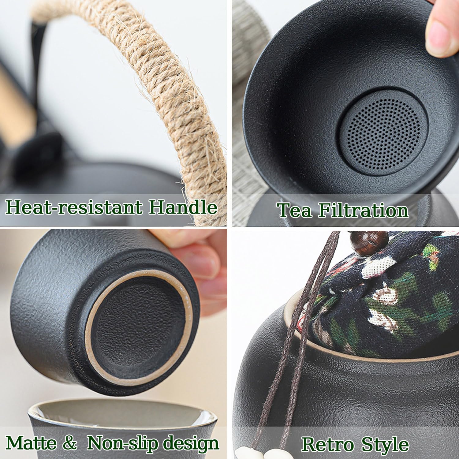 Chinesisches Gongfu-Tee-Set aus Porzellan, 14 Stück Schönes Keramik Teekannen-Set mit Teebereiter und Teesieb, Japanisches Teeservice, Tragba re All-in-One-Geschenktüte für Reisen, Zuhause, Geschenk