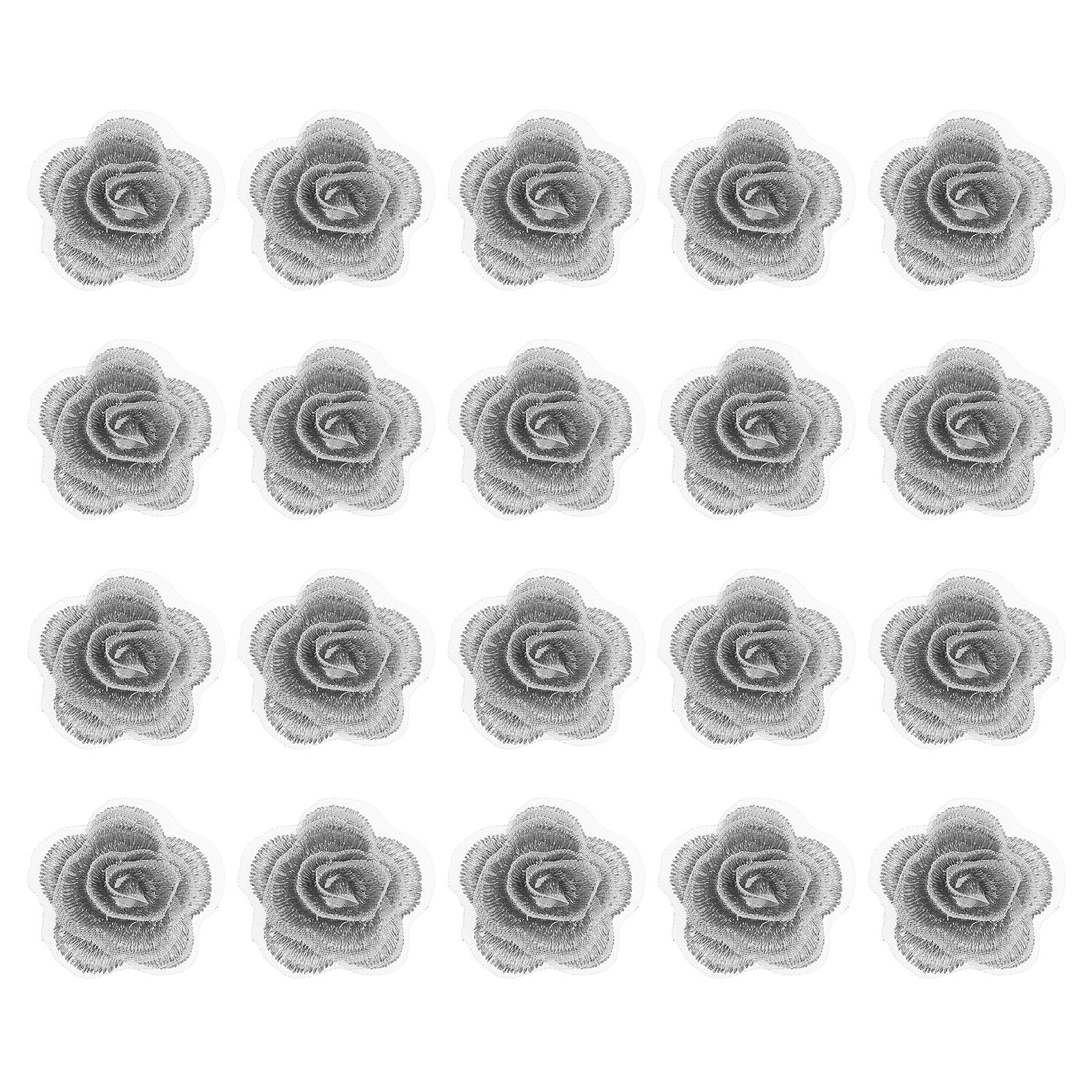 sourcing map 20 Pcs Floral Applique, 3D Flower Lace Applique Sew on Patch Embroidery Floral for Clothes Dresses Hair Ornaments Sewing DIY Craft Decoration, 2.8cm Gray