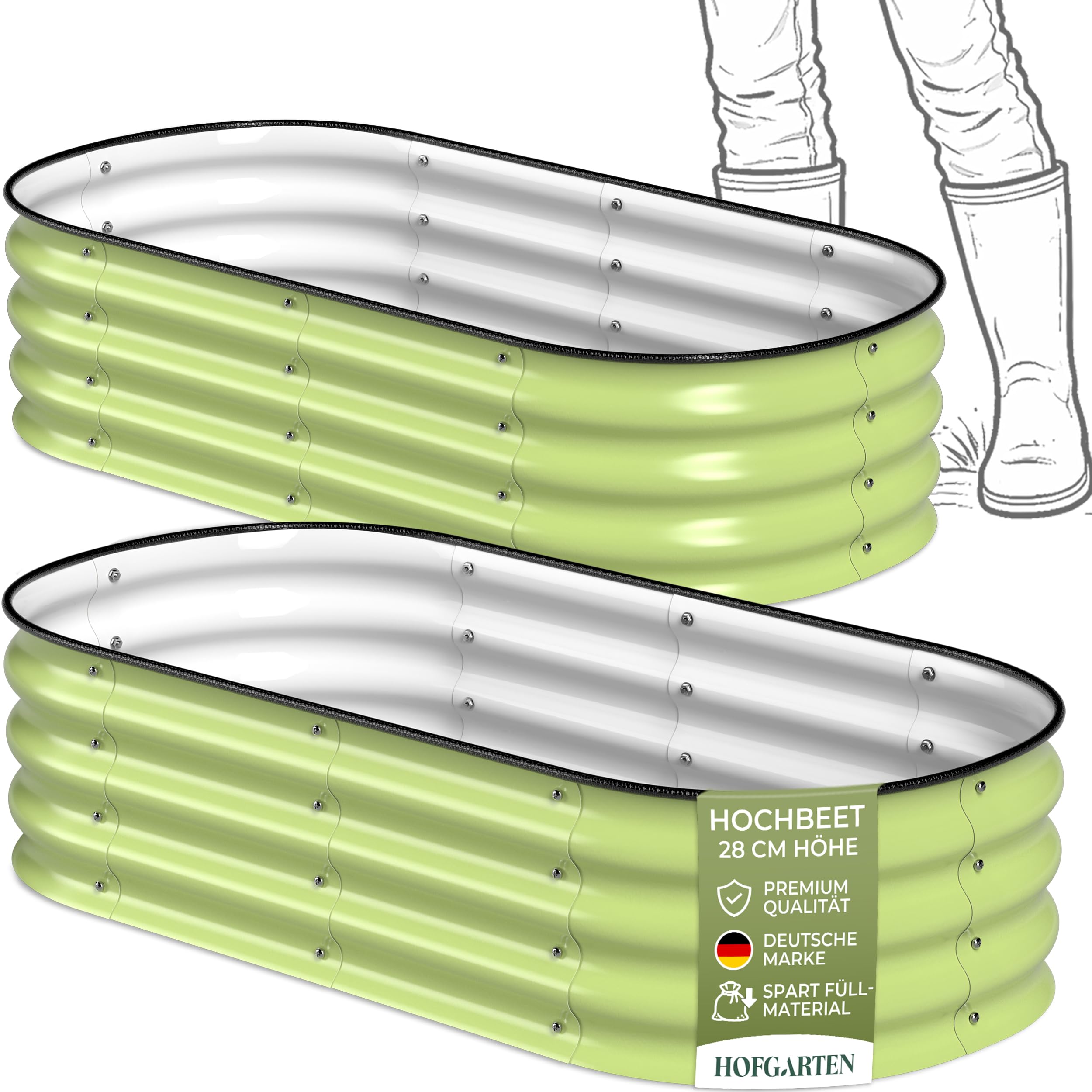 HOFGARTEN Hochbeet Metall - Hochwertiges Gartenbeet aus Zn-Al-Mg Stahl - wetterfest & rostgeschützt - Modularer 6-in-1 Bausatz QuickGrow