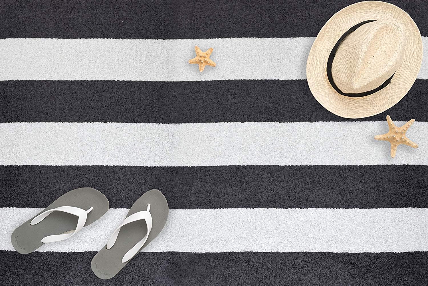 GLAMBURG 4 Pack Cabana Stripe Beach Pool Bath Towel Set 30X60, 100% Ringspun Cotton Towels,Large Oversized Beach Towels,Beach Bath Towel,Beach Blanket, High Absorbent Large Bath Towel - Charcoal Grey : Home & Kitchen