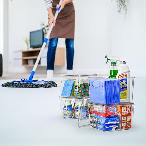 Miniatura 5 de Sorbus Organizador de suministros de limpieza, recipientes transparentes con tapas para organizar suministros de limpieza debajo del fregadero,