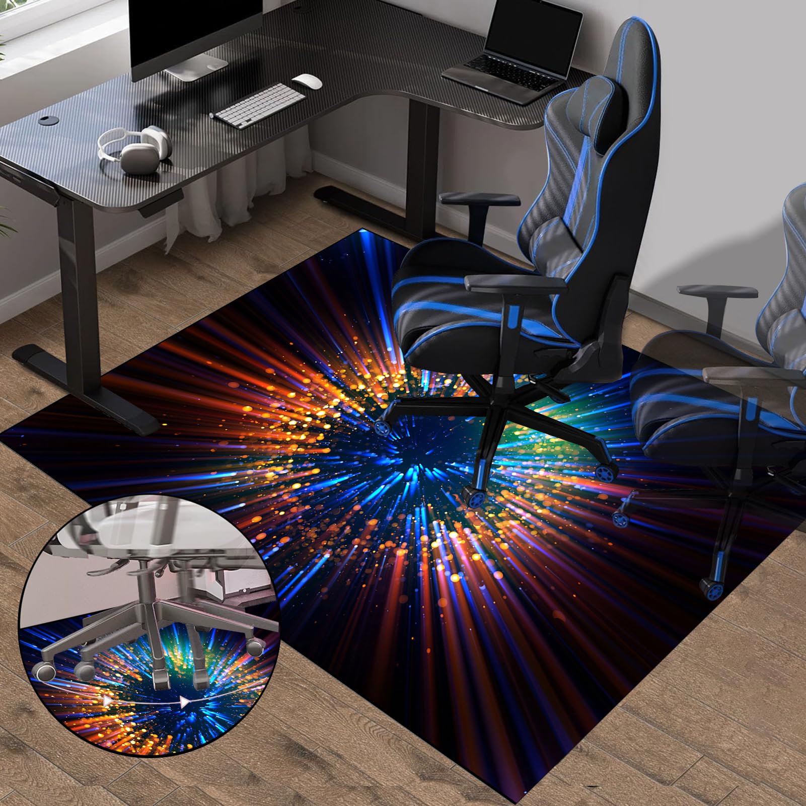 Tapis de sol de gaming antidérapant pour chaise de bureau et bureau 180 x 200 cm