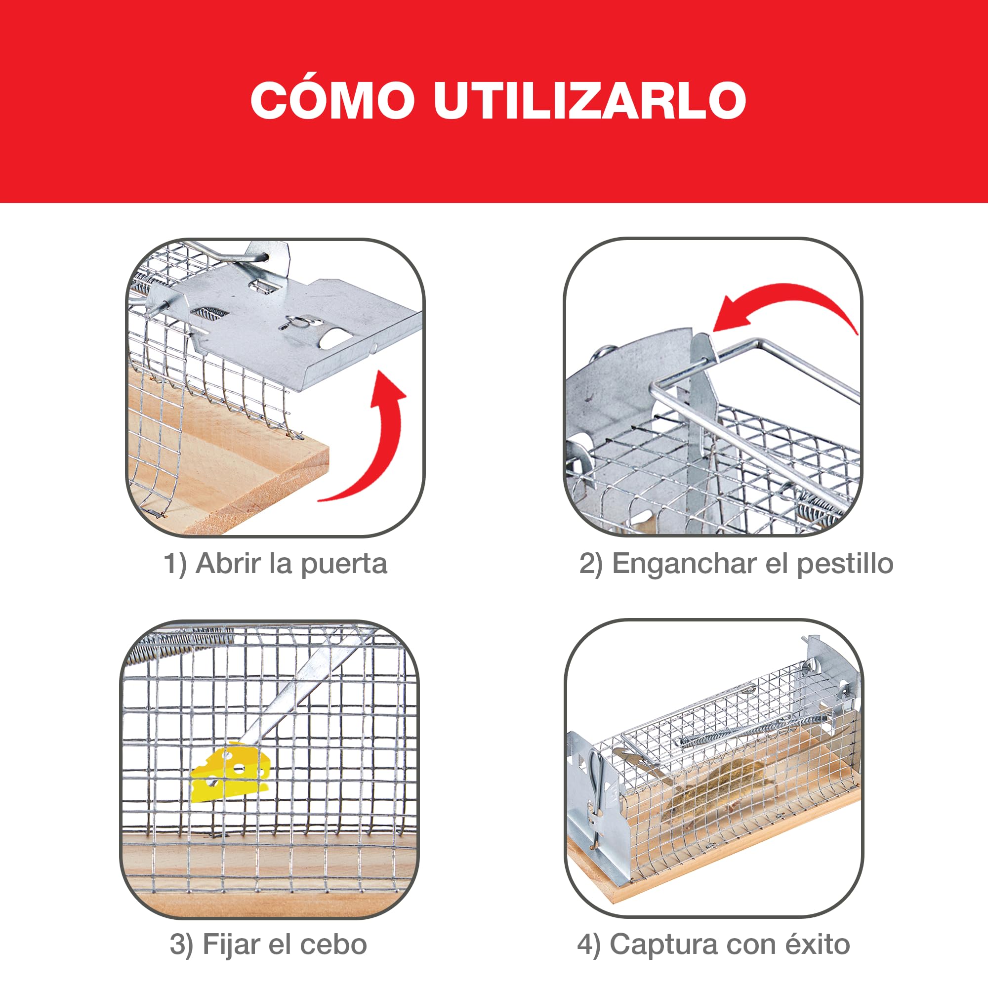 SWISSINNO Jaula para Ratones, Construida en madera y metal, Atrapar + soltar, Diseño seguro, Uso interior y exterior, Segura para niños y mascotas, Fabricado en Europa, 1x Trampa