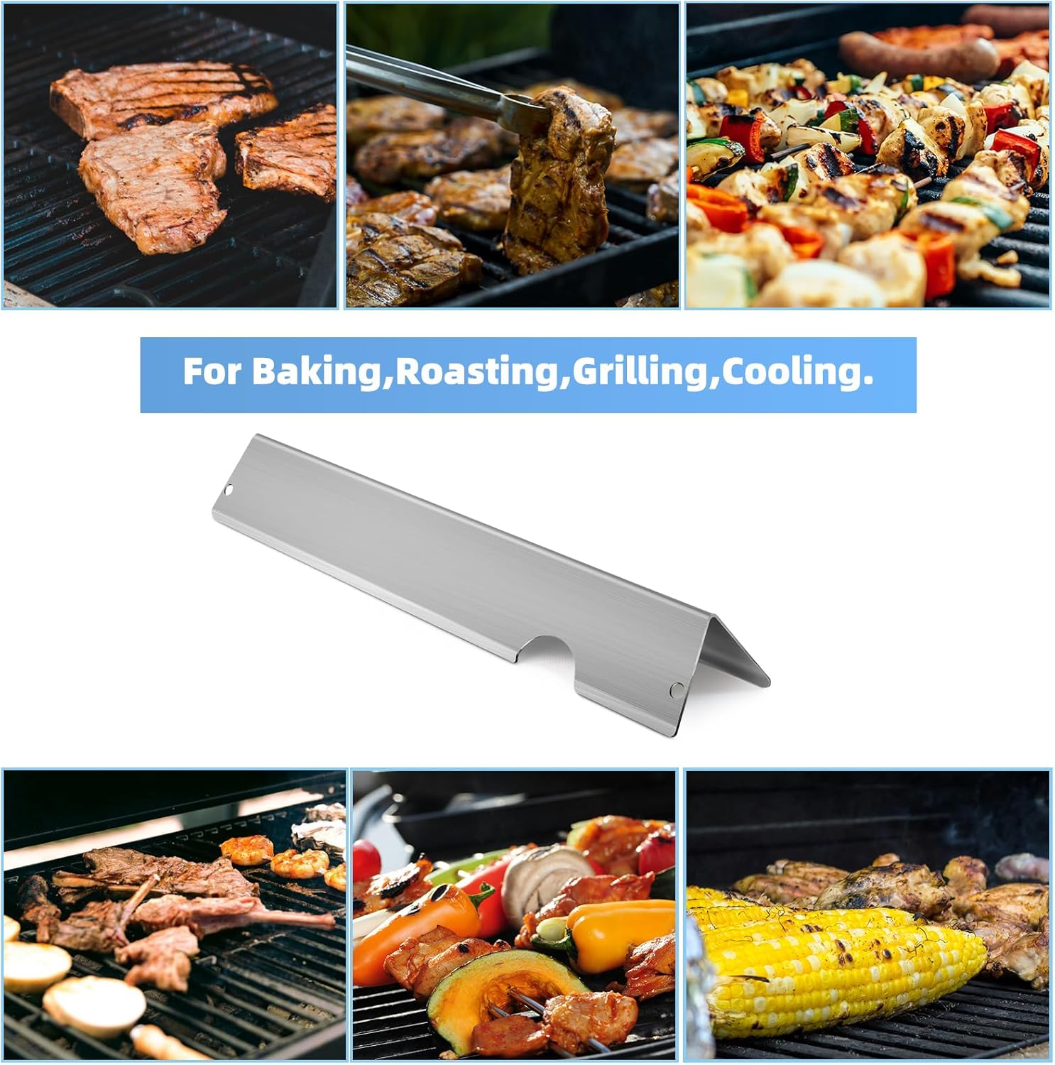 Cast Iron Cooking Grids with Stainless Steel Flavorizer Bars for Weber Genesis II 400 Series,66089 66097 Grill Parts Replacement for Genesis II S-410,S-440,E-410,S-440,S-435,E-435, LX E-440