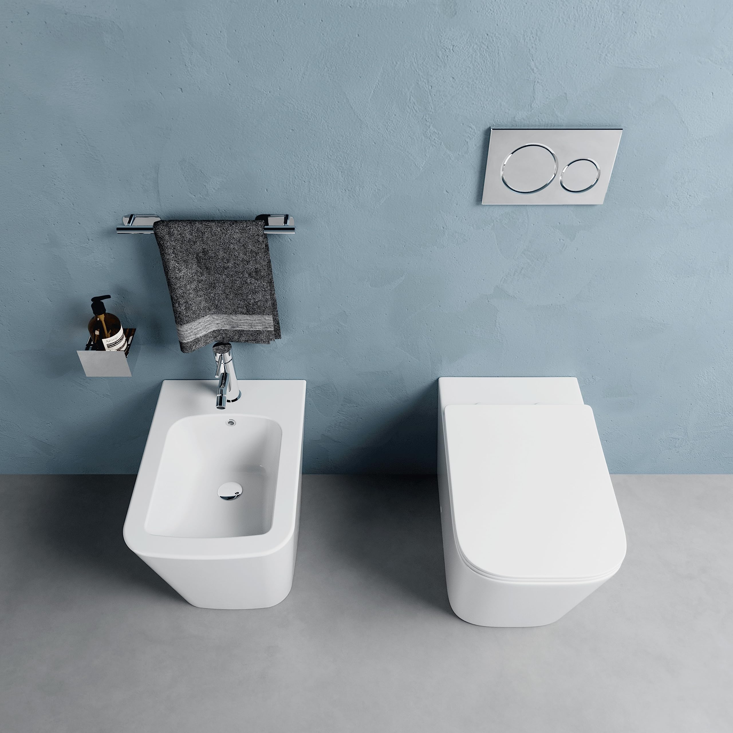 Sanitaria de cerámica filomuro blanco brillante jarrón sin rimless bidé asiento suave cierre de cierre ralentizado mod. Londres