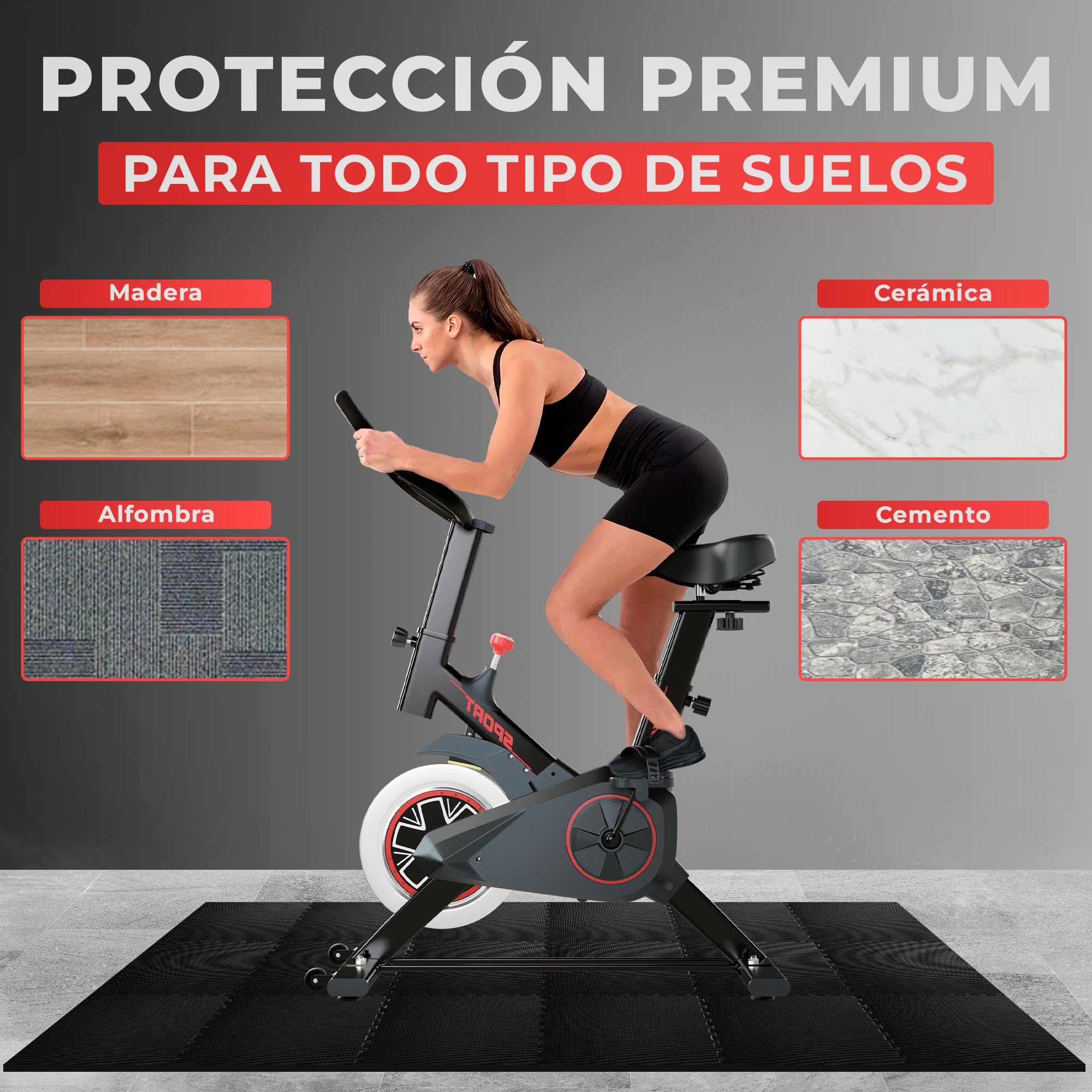 Esterilla Puzzle Fitness de Goma 30x30x1cm 36 Piezas Suelo Gimnasio