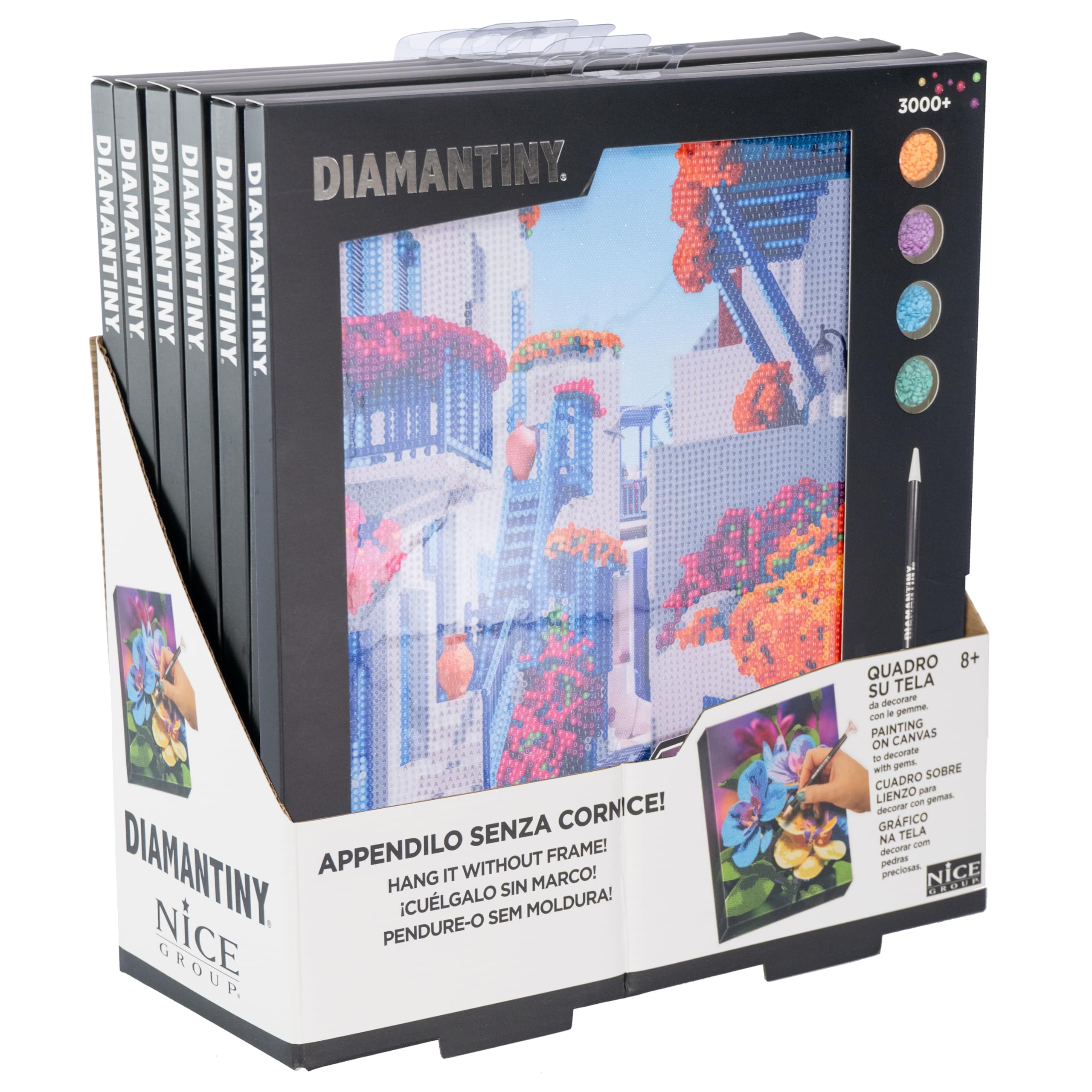 DIAMANTINY Cuadro-​Surtido 2-​1 Lienzo Al Azar Crea Mosaico Pintar Con Números, Multicolor, 32 x 30 x 2 cm, 96570