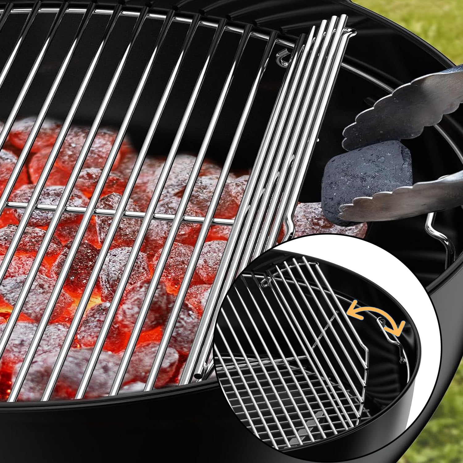 Parrilla redonda plegable 7436 de 54,6 cm para Weber de 57 cm, pieza de repuesto para Weber One-Touch, Performer,Bar-B-Kettle and Master-Touch,Smokey Mountain Cooker Smoker,piezas de repuesto