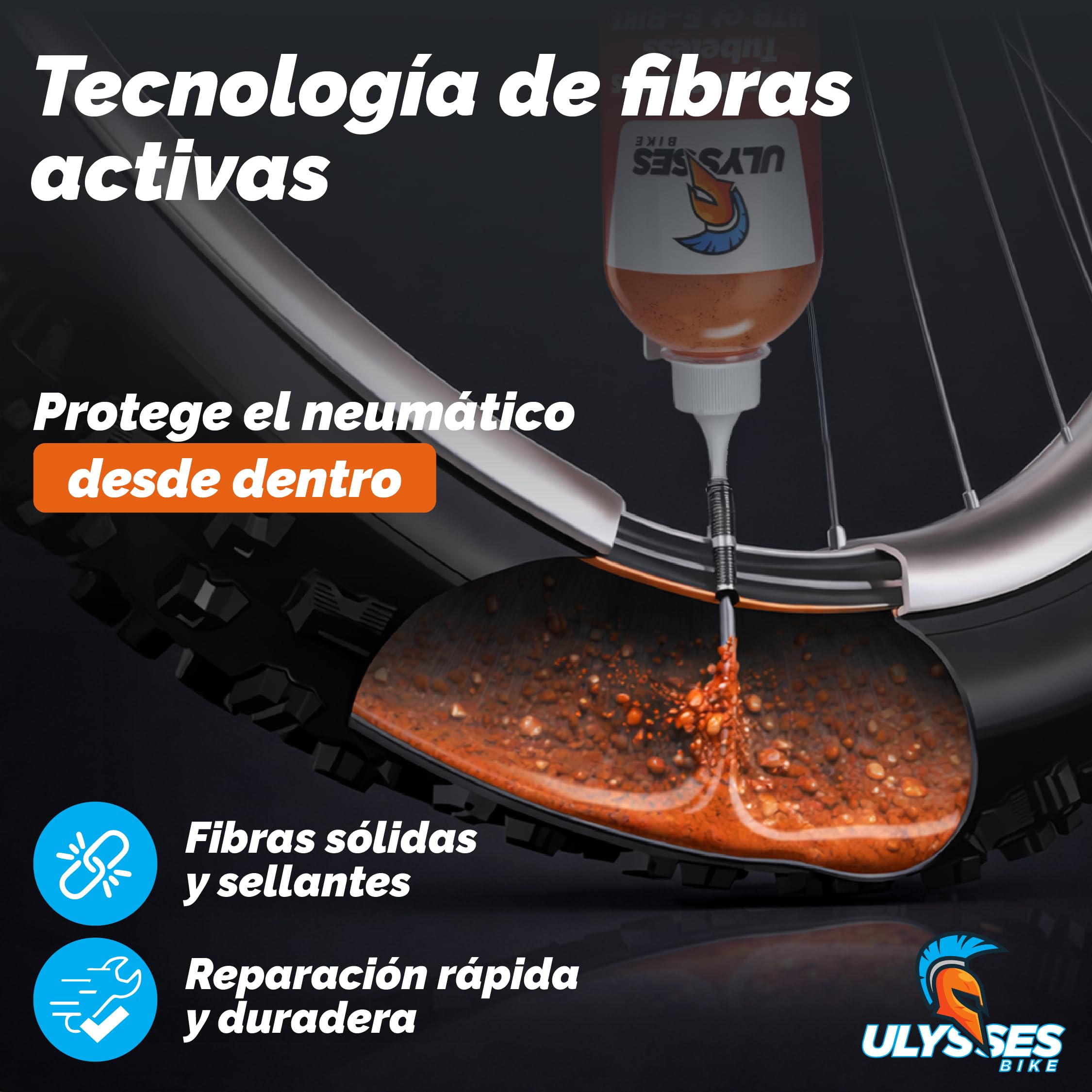 Liquido tubeless MTB y E-Bike 1L | Liquido Antipinchazos Bicicleta sin amoniaco | Sellador Repara Pinchazos Bicicleta | Kit Reparacion Neumaticos | Gel Antipinchazos para Jeringa Tubeless