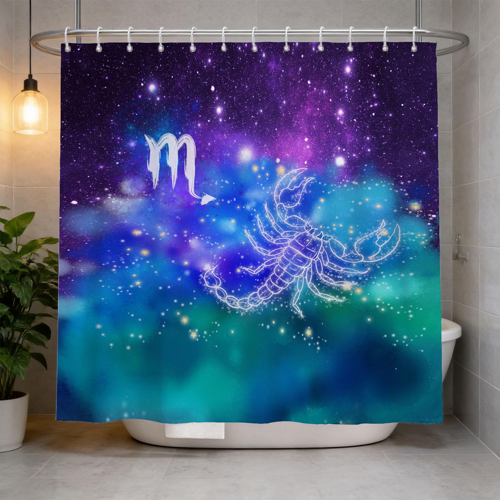 Hongduo 3D Scorpio Shower Curtain for Stalls Bathtubs Twelve Constellations Bathroom Decor Shower Curtain Set Polyester Fabric Waterproof 200x200cm/79X79 Inch with Hooks
