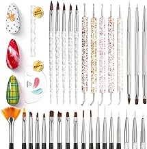 Beetles 31pcs Nail Art Brushes, Dotting Tools, Nail Art Pens, Dust Brush, Striping Liner Fingernail Drawing Pens with Palette Holder All in One for Starter Manicure Design Set