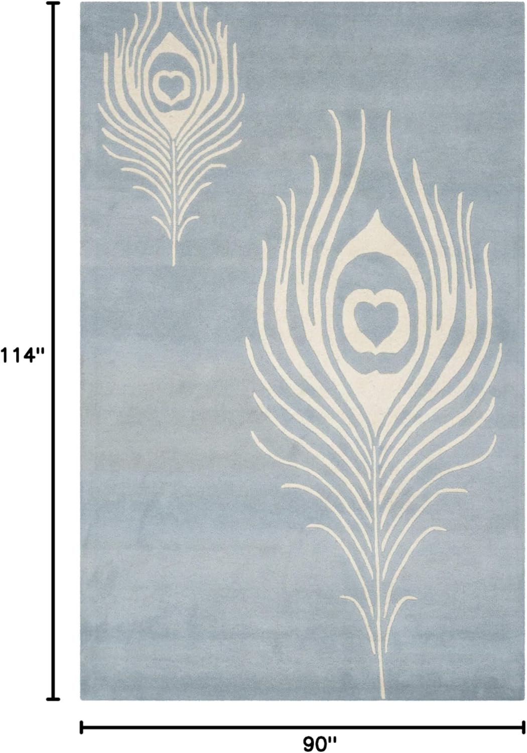 Handmade Light Blue and Ivory Wool Tufted Area Rug